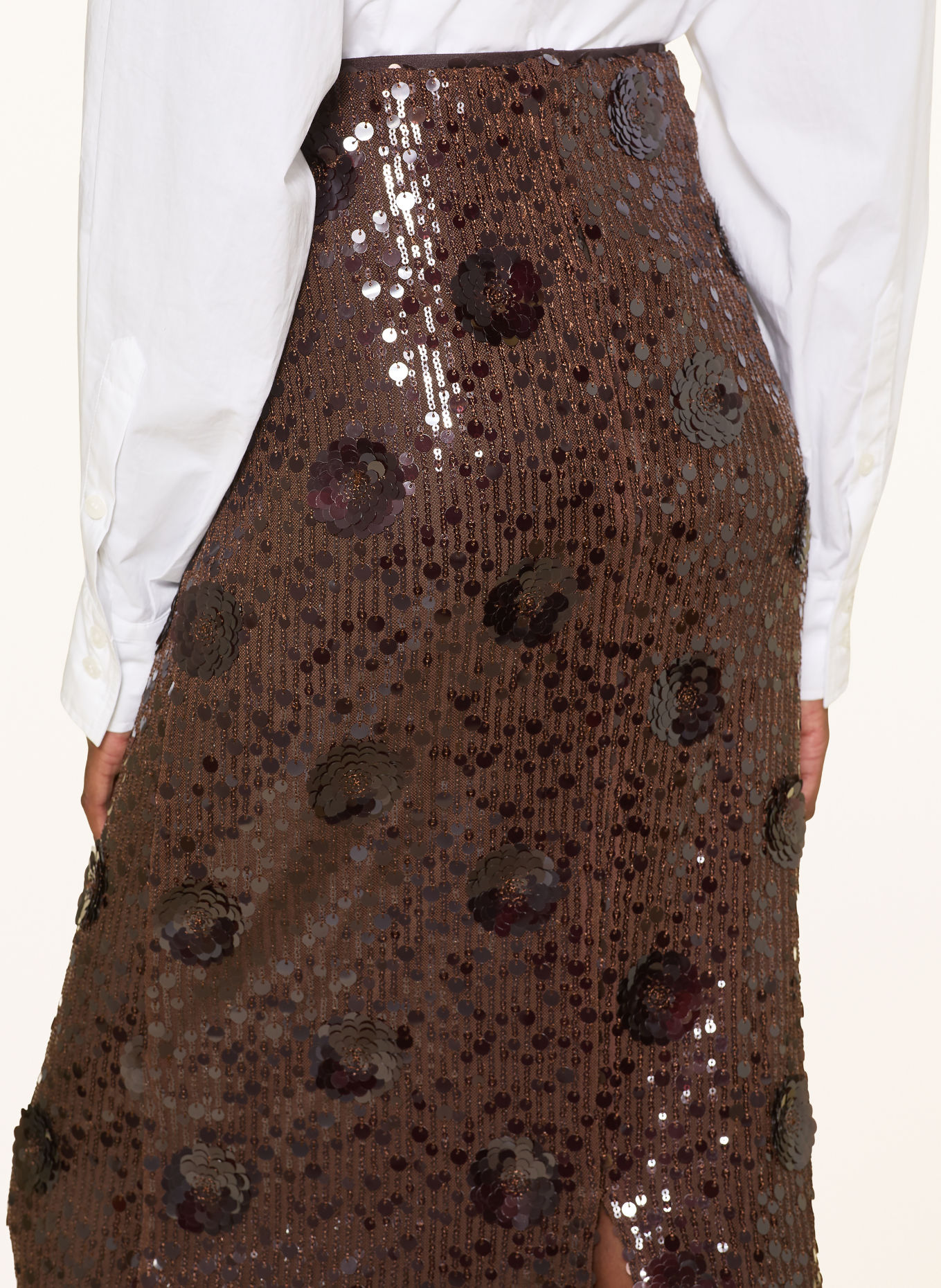 RIANI Rok met pailletten: MARRON FONCÉ