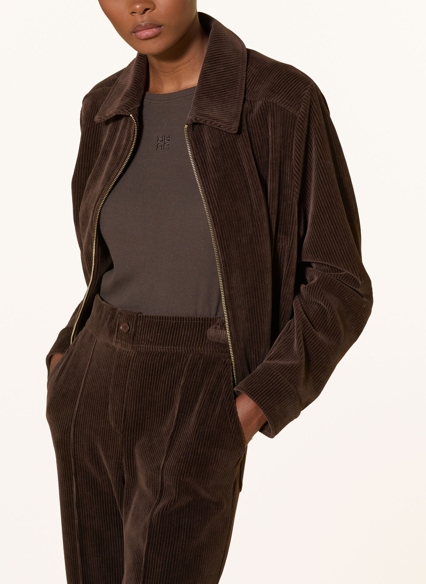 RIANI Marlenehose aus Cord: DUNKELBRAUN