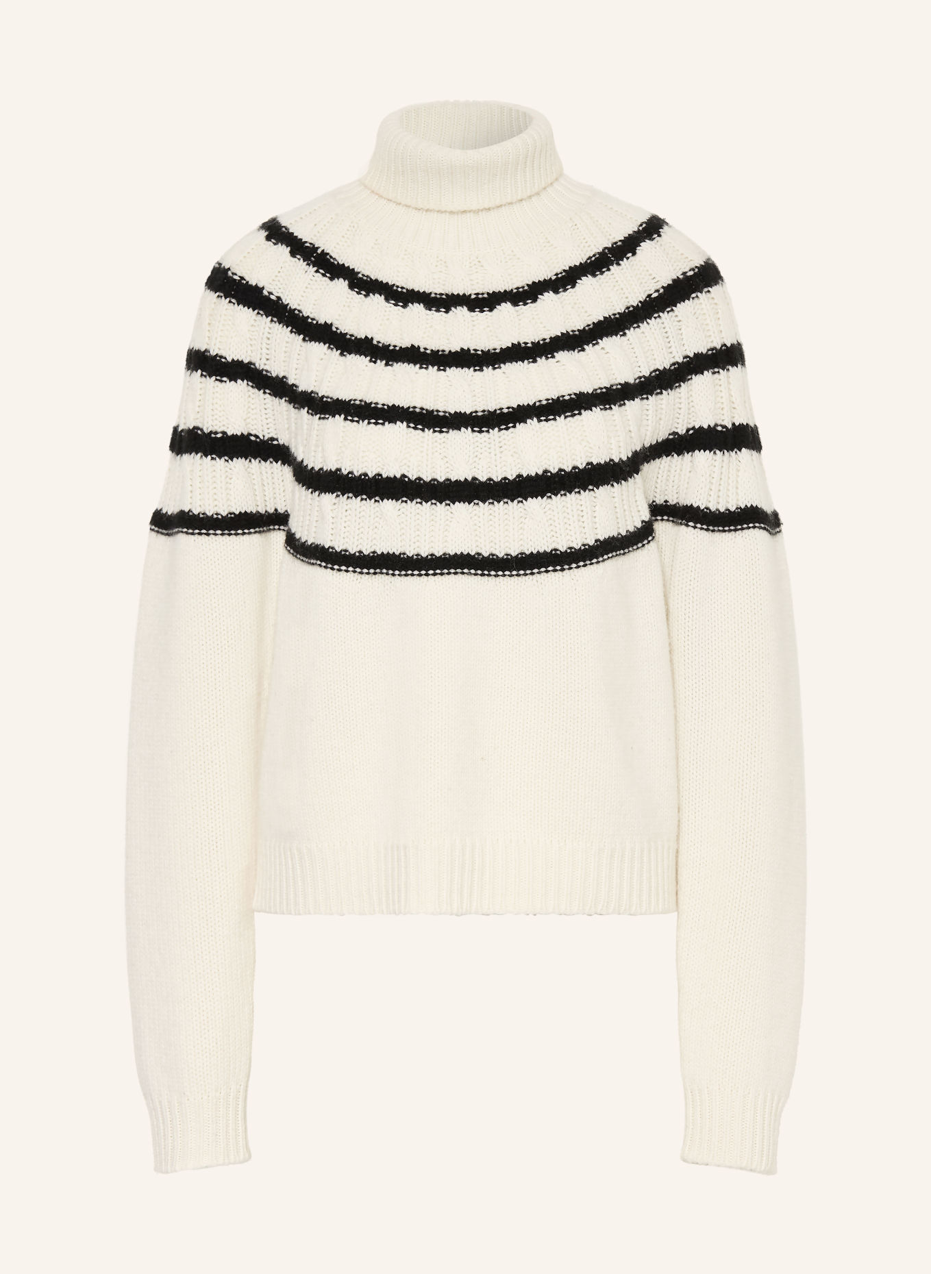 RIANI Rollkragenpullover mit Merinowolle und Cashmere: CREME / SCHWARZ