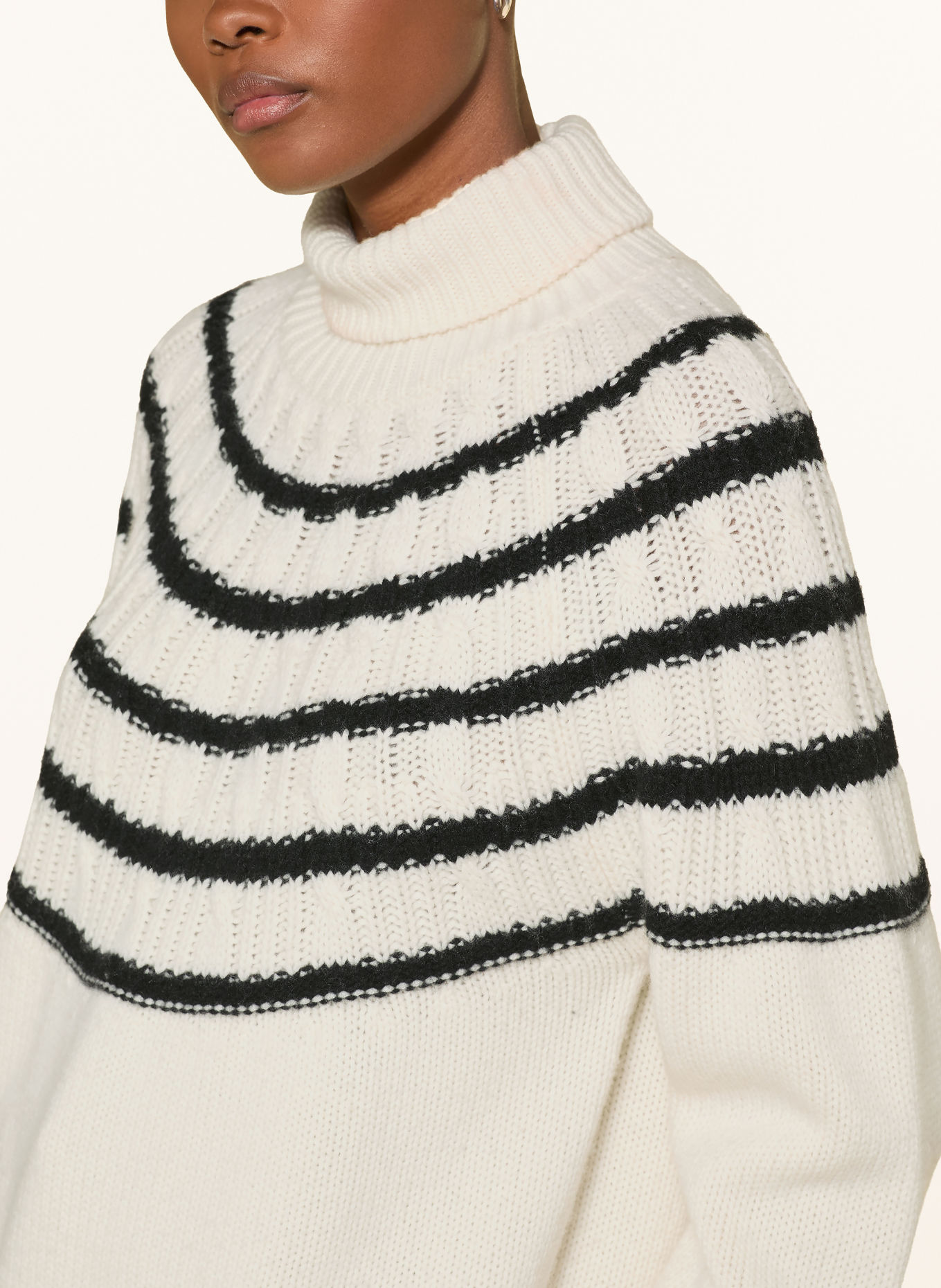 RIANI Rollkragenpullover mit Merinowolle und Cashmere: CREME / SCHWARZ