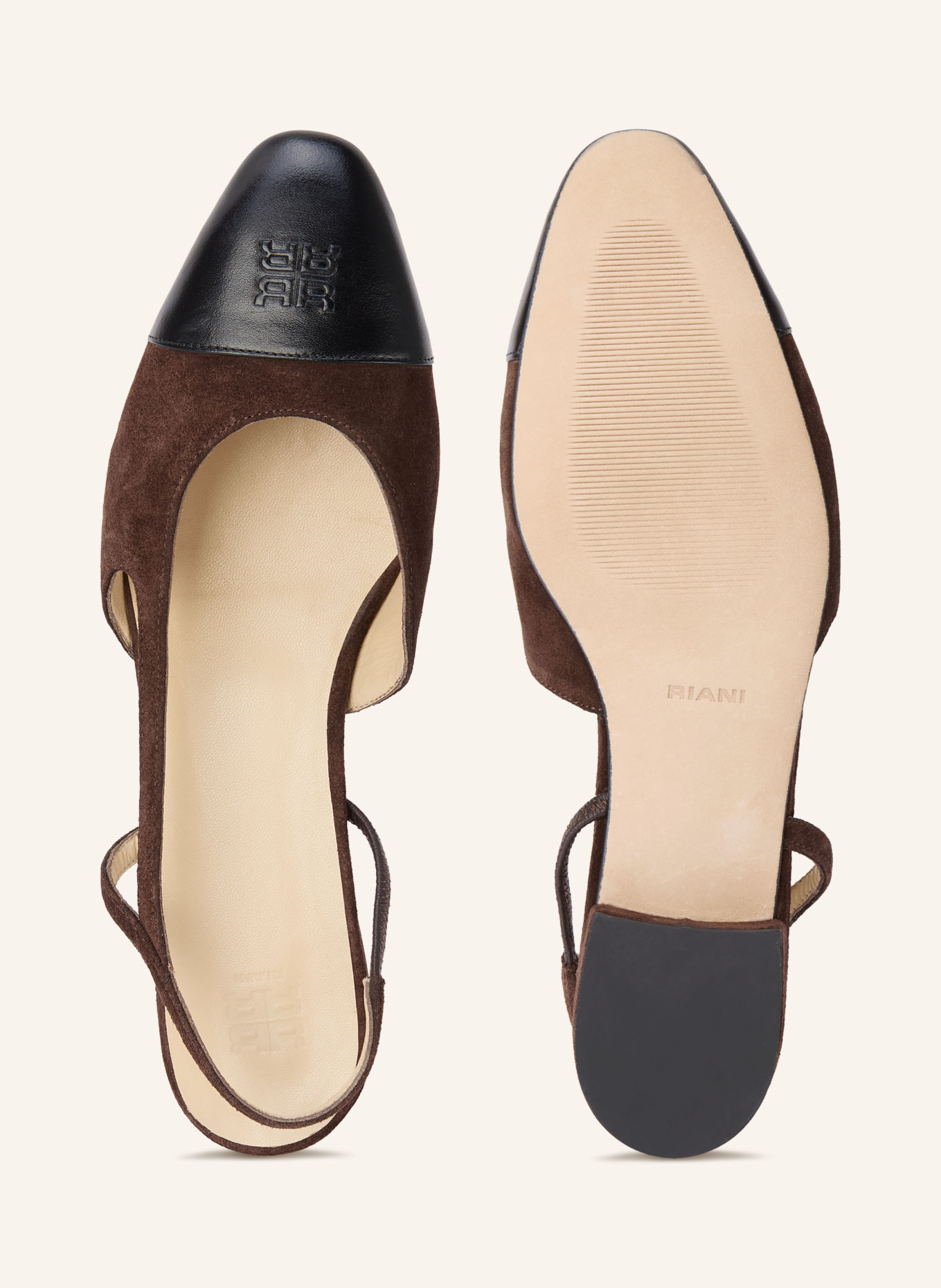 RIANI Slingback ballerinas: DARK BROWN / BLACK