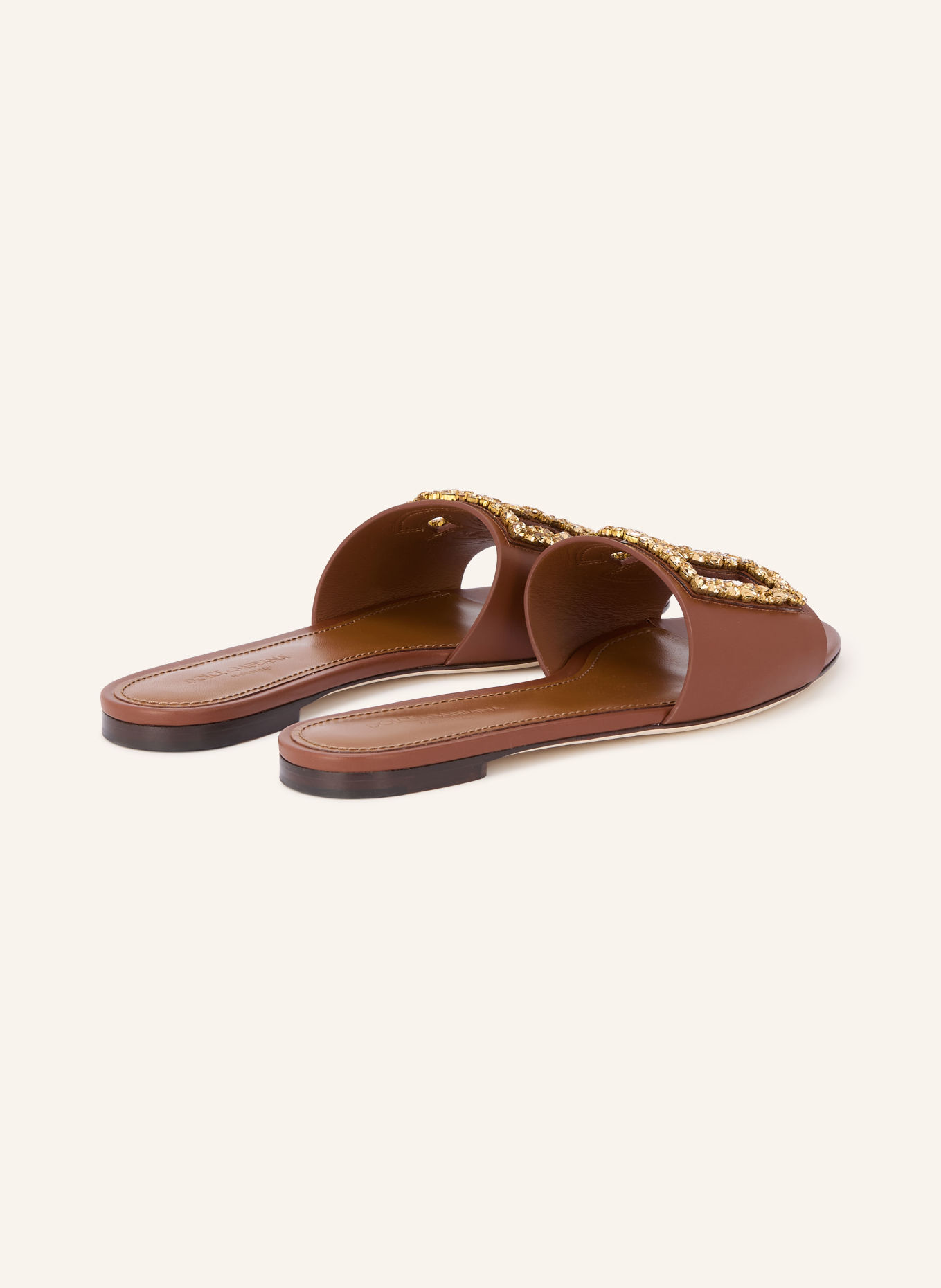 DOLCE & GABBANA Sandales ouvertes ornées de pierres décoratives: MARRON / OR