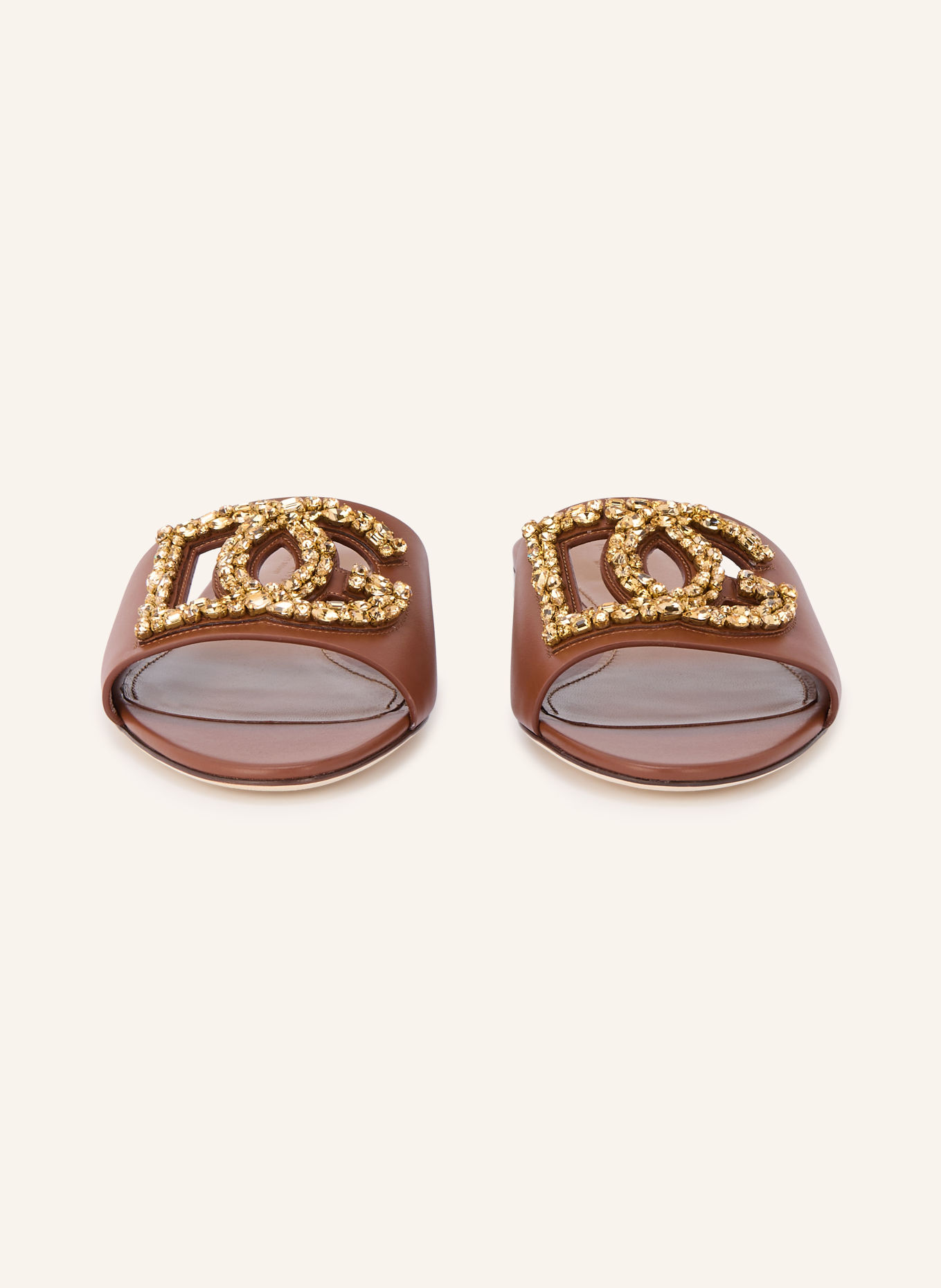 DOLCE & GABBANA Sandales ouvertes ornées de pierres décoratives: MARRON / OR
