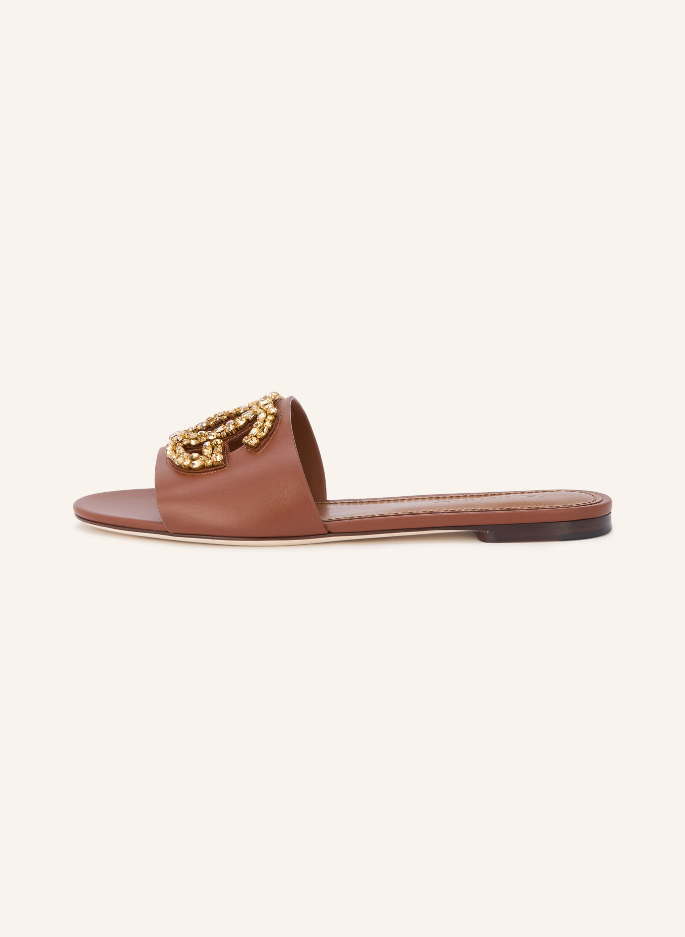 DOLCE & GABBANA Sandales ouvertes ornées de pierres décoratives: MARRON / OR