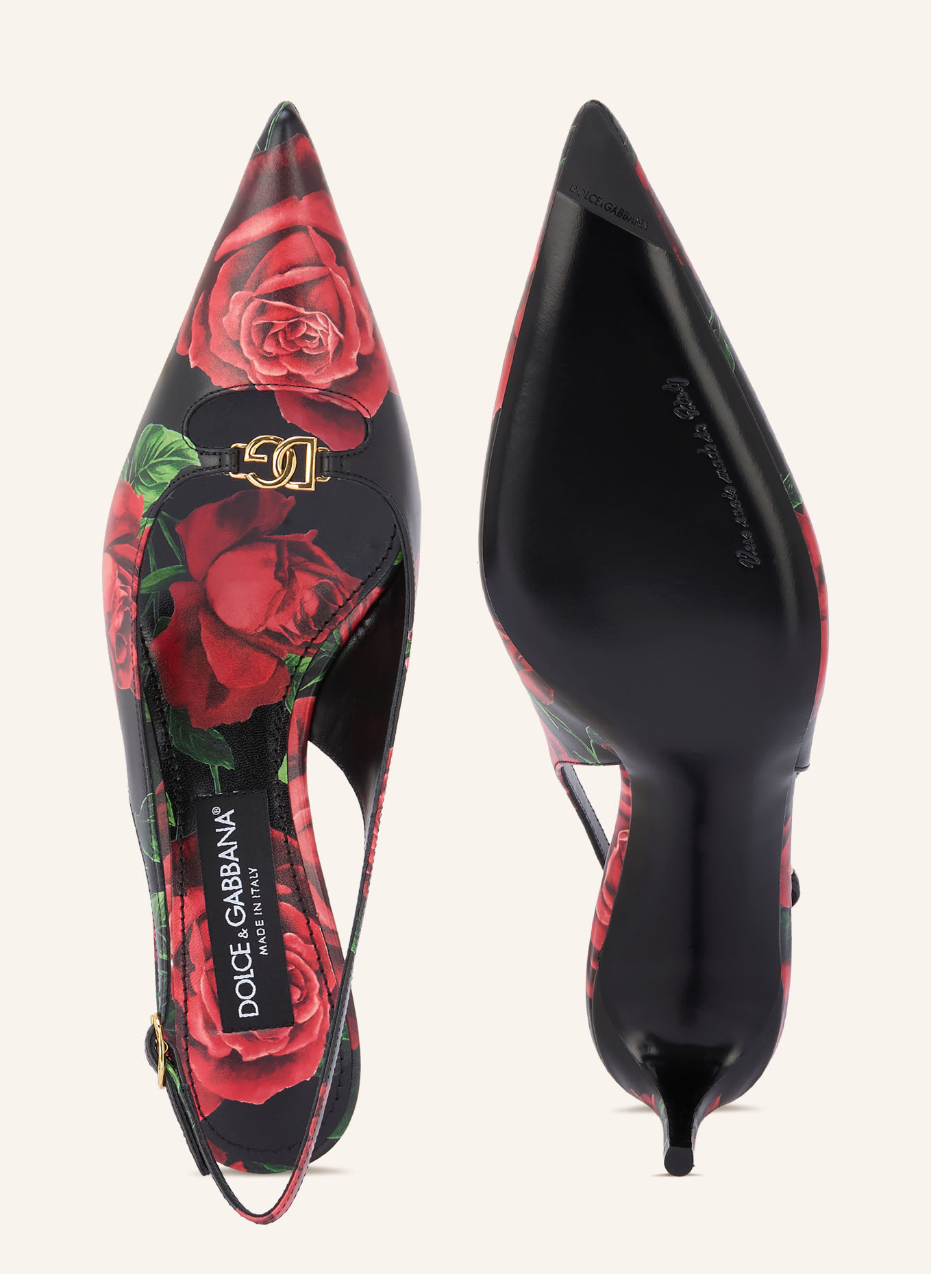 DOLCE & GABBANA Slingback pumps: RED / GOLD / BLACK