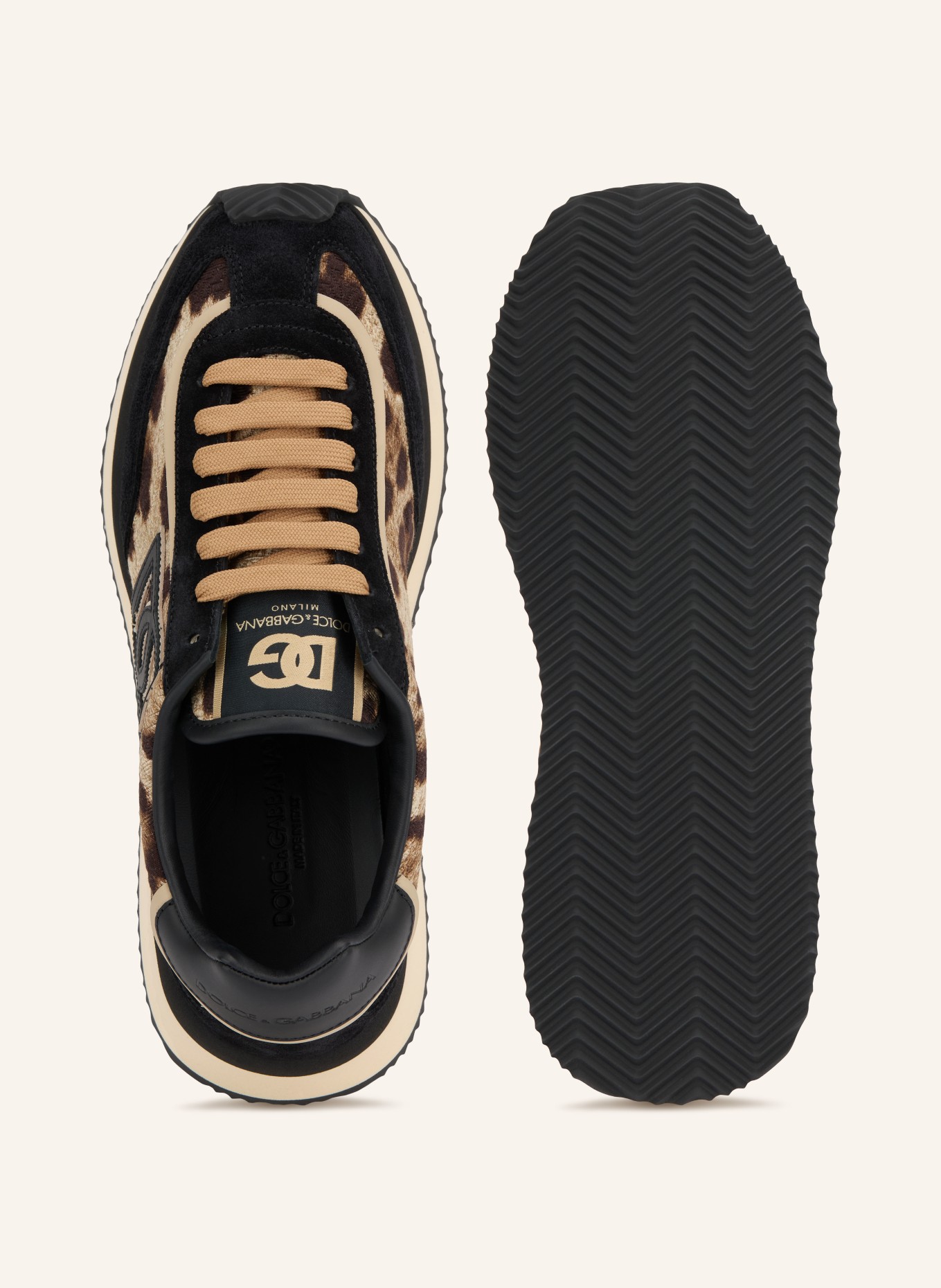 DOLCE & GABBANA Sneaker DG CUSHION: SCHWARZ / BRAUN / BEIGE