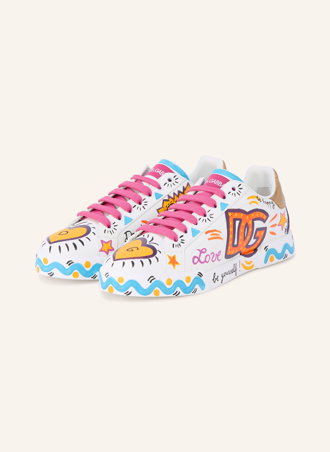 DOLCE & GABBANA Sneakersy: BIAŁY / ŻÓŁTY / JASNONIEBIESKI