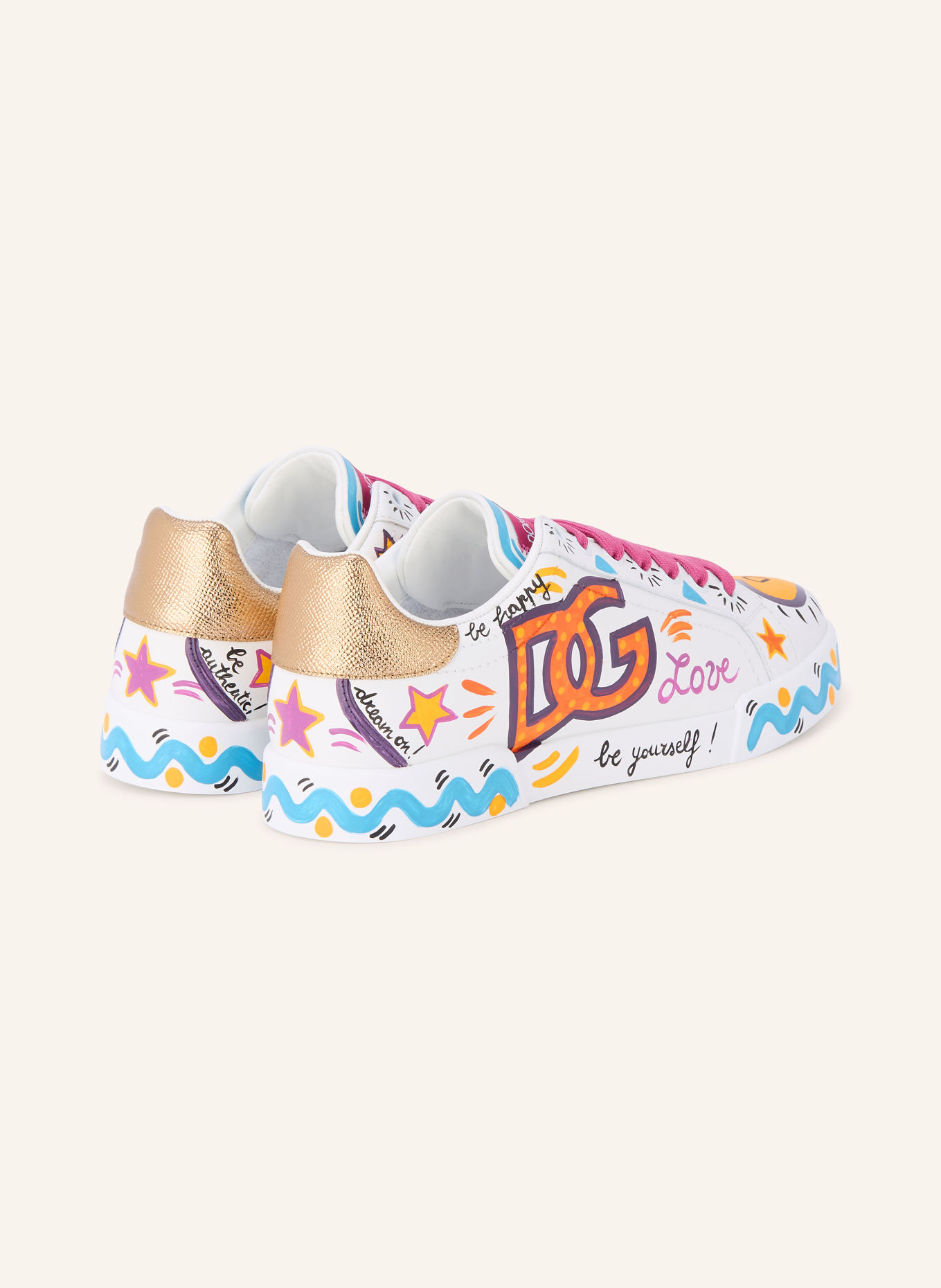 DOLCE & GABBANA Sneakersy: BIAŁY / ŻÓŁTY / JASNONIEBIESKI