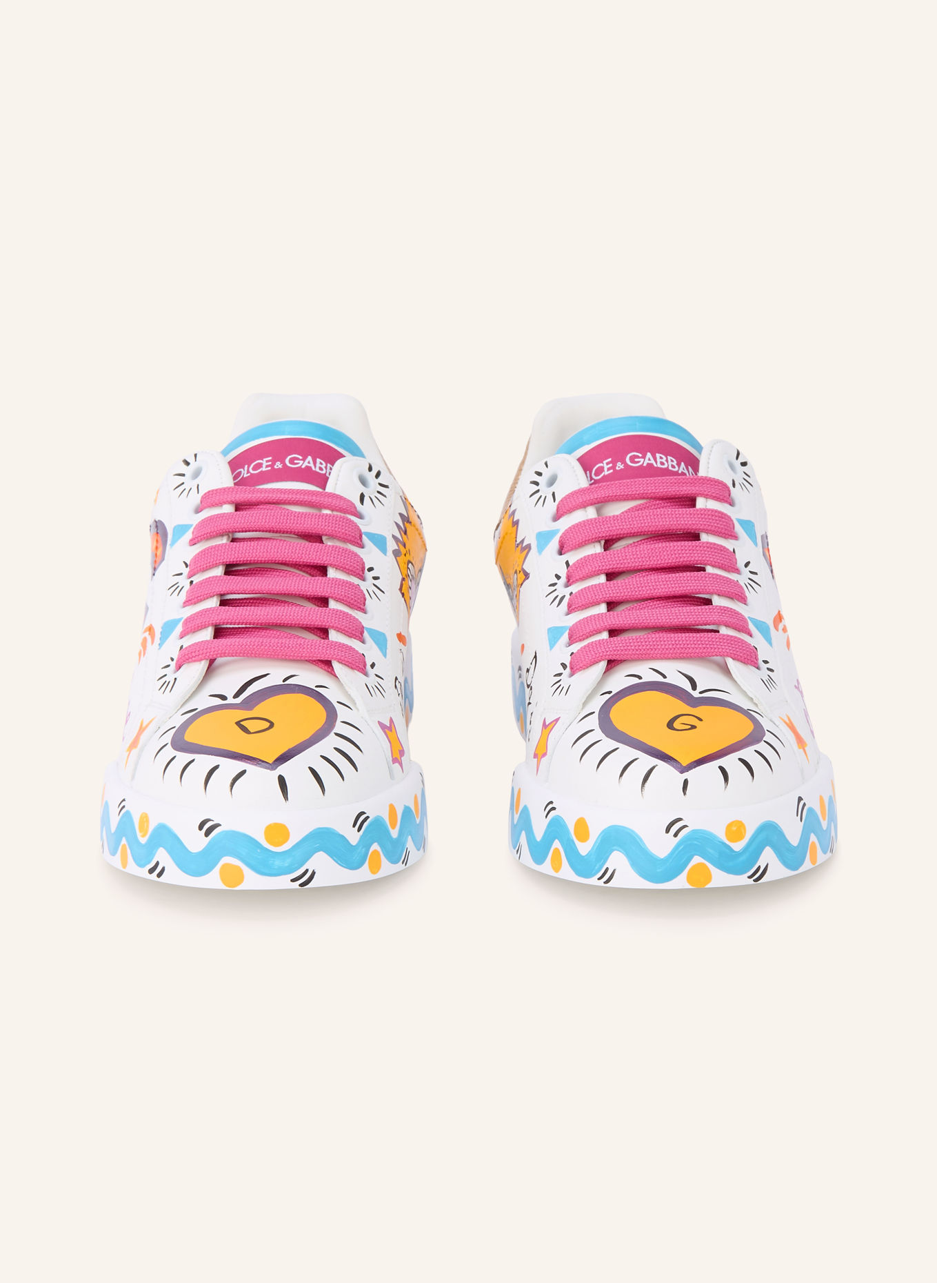 DOLCE & GABBANA Sneakersy: BIAŁY / ŻÓŁTY / JASNONIEBIESKI