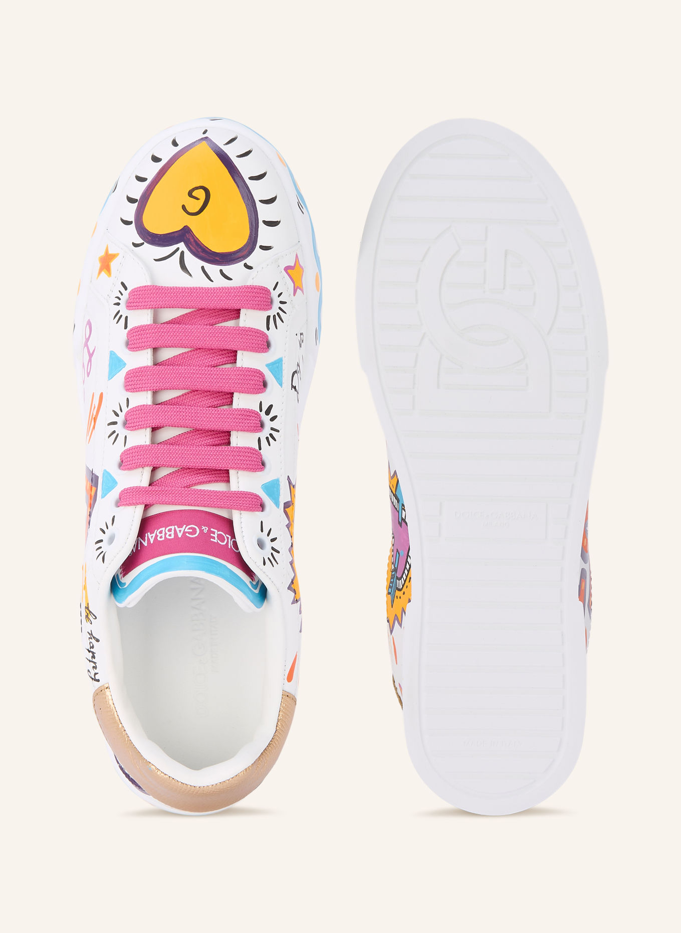 DOLCE & GABBANA Sneakersy: BIAŁY / ŻÓŁTY / JASNONIEBIESKI