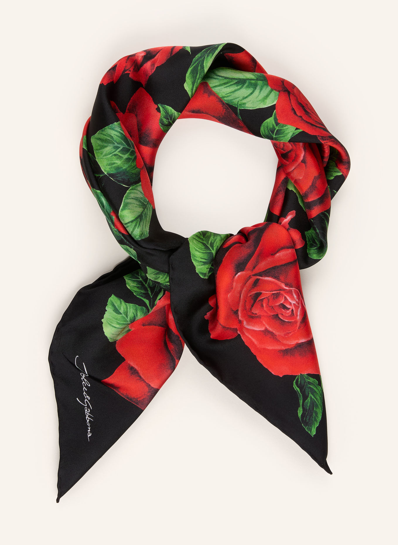 DOLCE & GABBANA Seidentuch: SCHWARZ / ROT / GRÜN