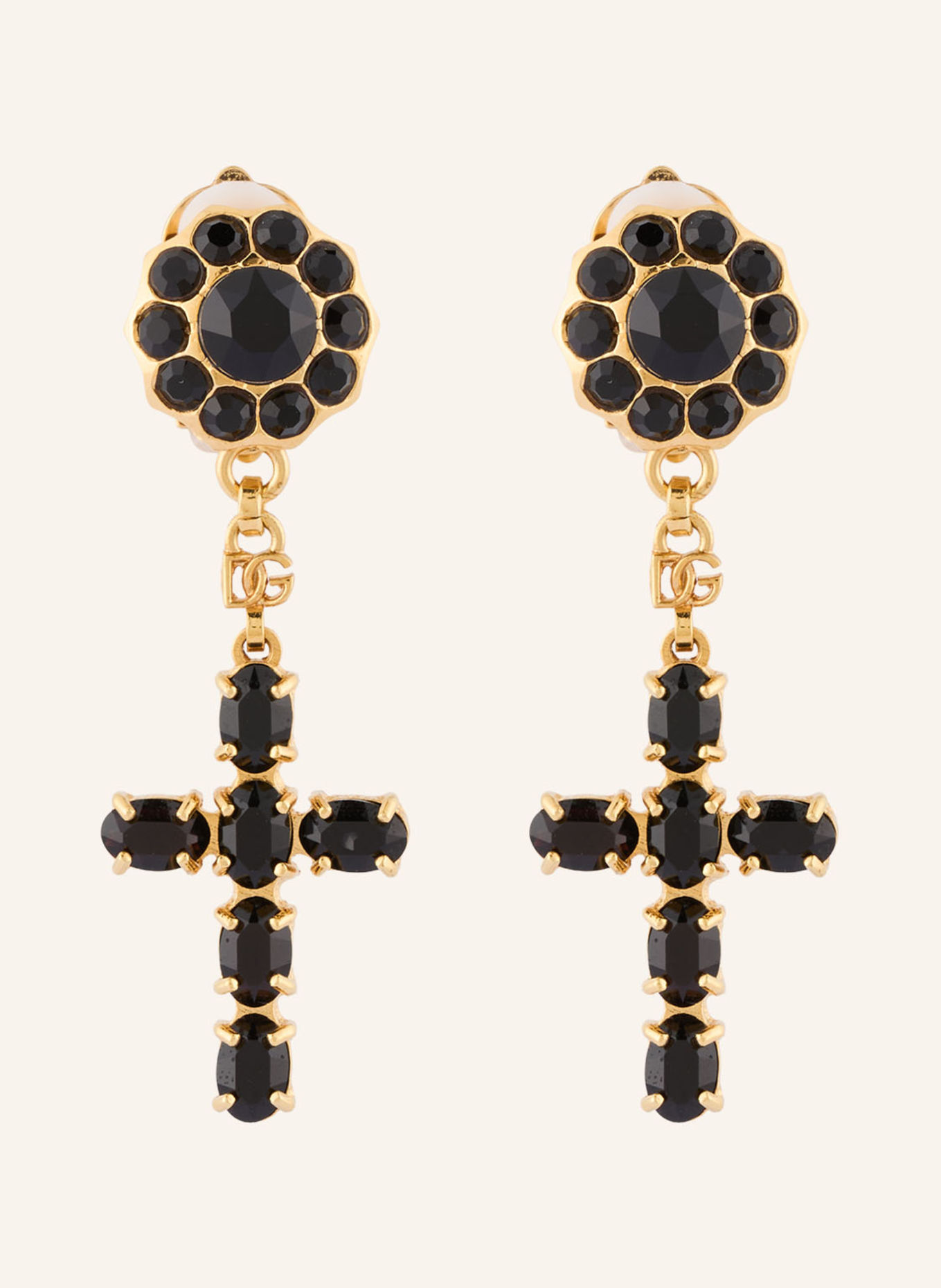 DOLCE & GABBANA Ohrclips: GOLD / SCHWARZ