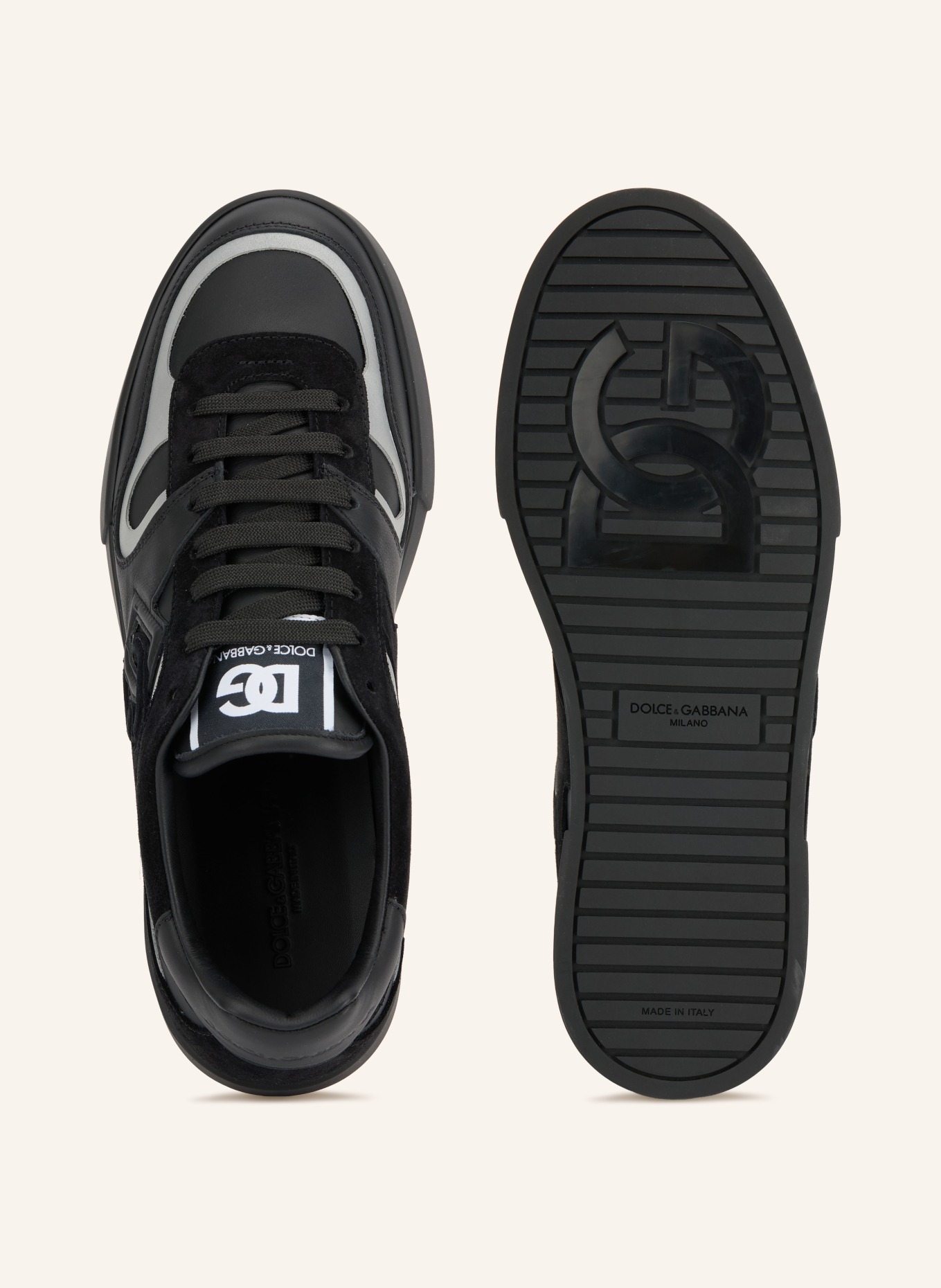 DOLCE & GABBANA Sneakers PORTOFINO: NOIR / ARGENT