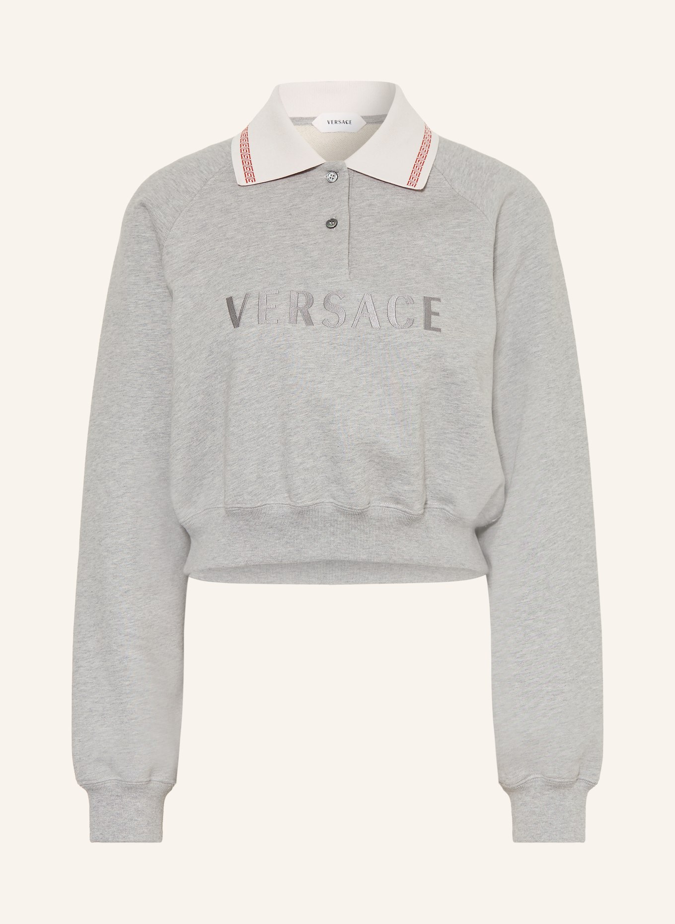 VERSACE Sweatshirt: GRIJS / ECRU / ROOD