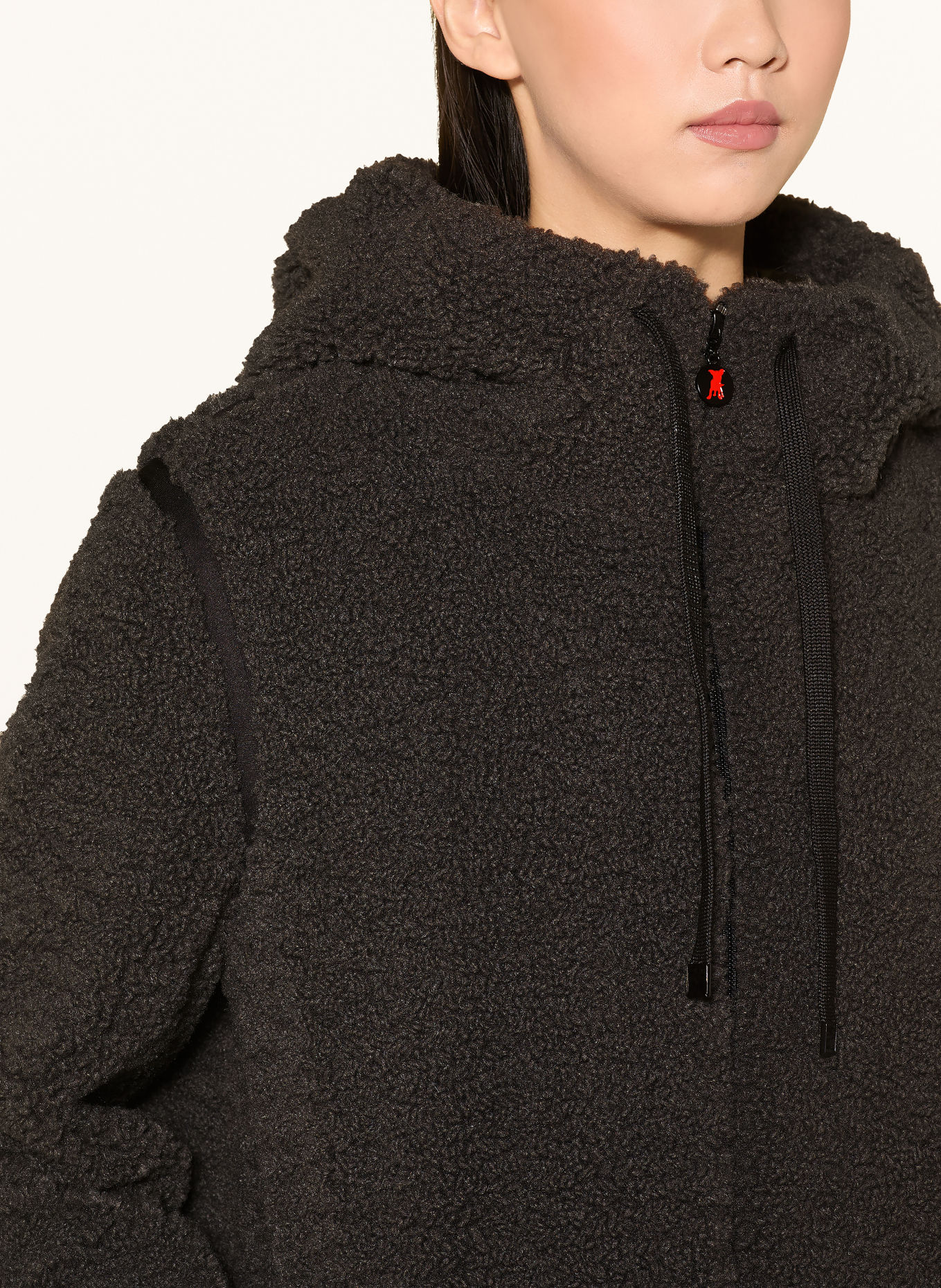 FRIEDA & FREDDIES Teddyfell-Jacke: KHAKI / SCHWARZ