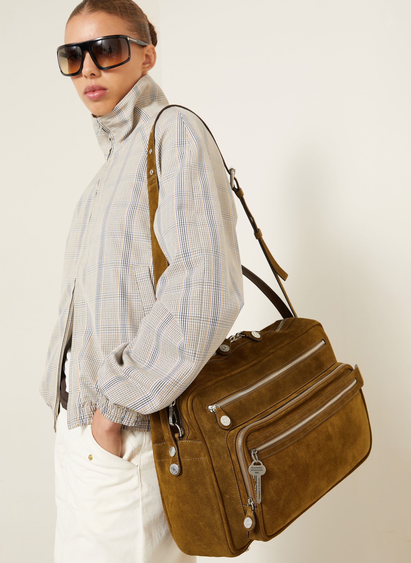 Acne Studios Crossbody bag: COGNAC / SILVER