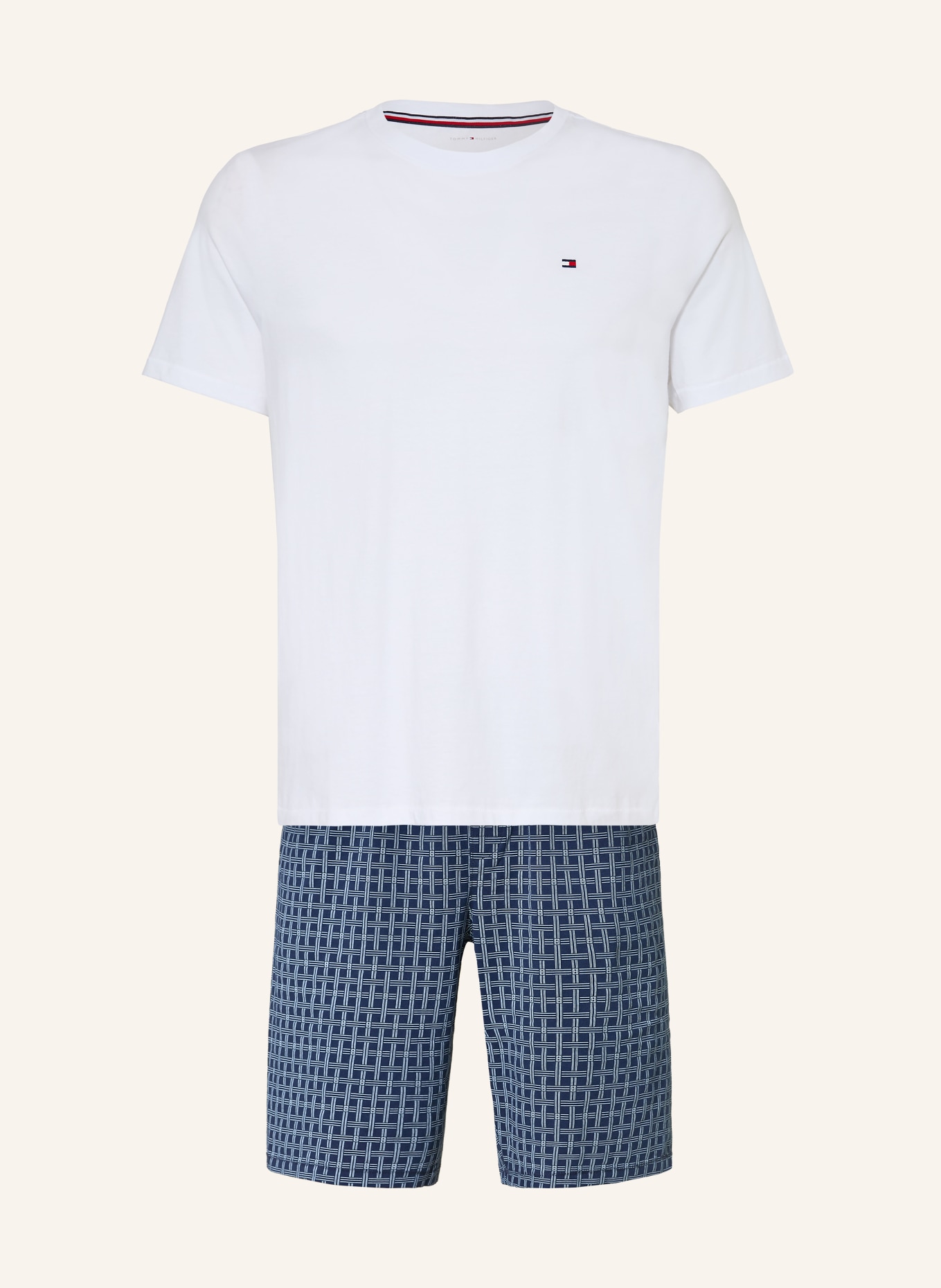TOMMY HILFIGER Short pajama set: WHITE / DARK BLUE / BLACK