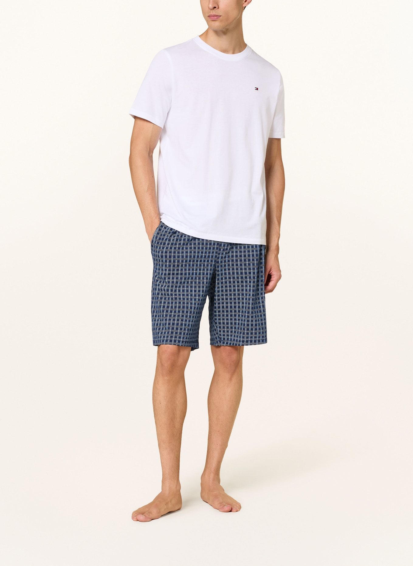 TOMMY HILFIGER Short pajama set: WHITE / DARK BLUE / BLACK