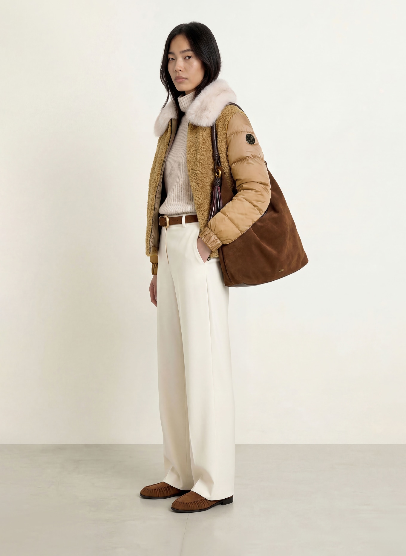FRIEDA & FREDDIES Steppjacke ALAINA im Materialmix: TAUPE / HELLBRAUN