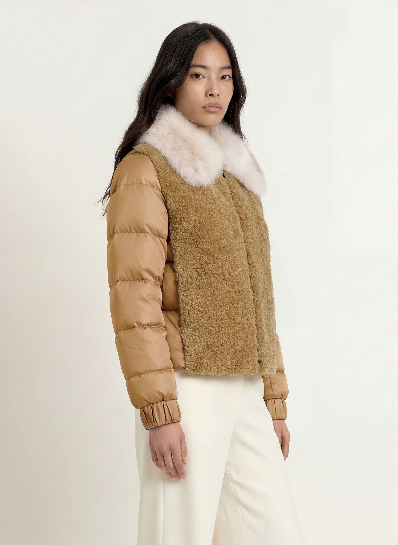 FRIEDA & FREDDIES Steppjacke ALAINA im Materialmix: TAUPE / HELLBRAUN
