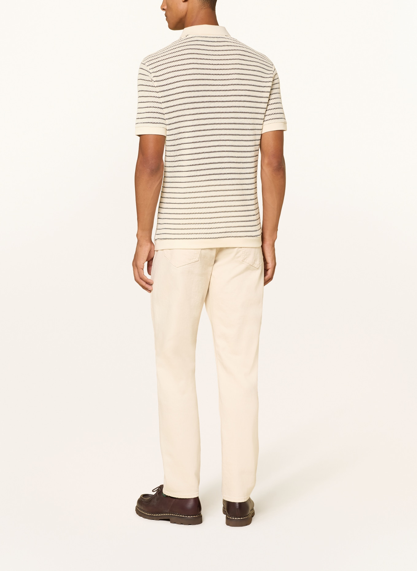 ARMEDANGELS Gebreid poloshirt MAARIO Regular Fit: CRÈME / MARRON FONCÉ