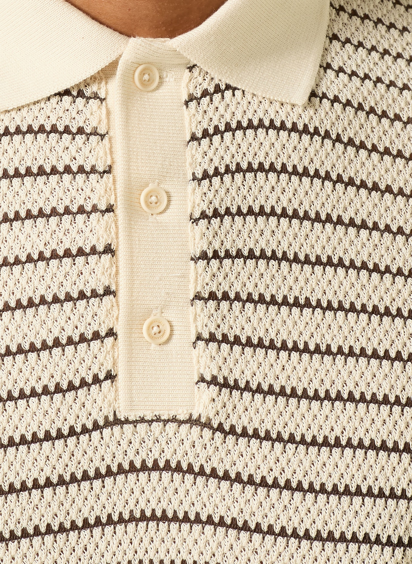 ARMEDANGELS Gebreid poloshirt MAARIO Regular Fit: CRÈME / MARRON FONCÉ