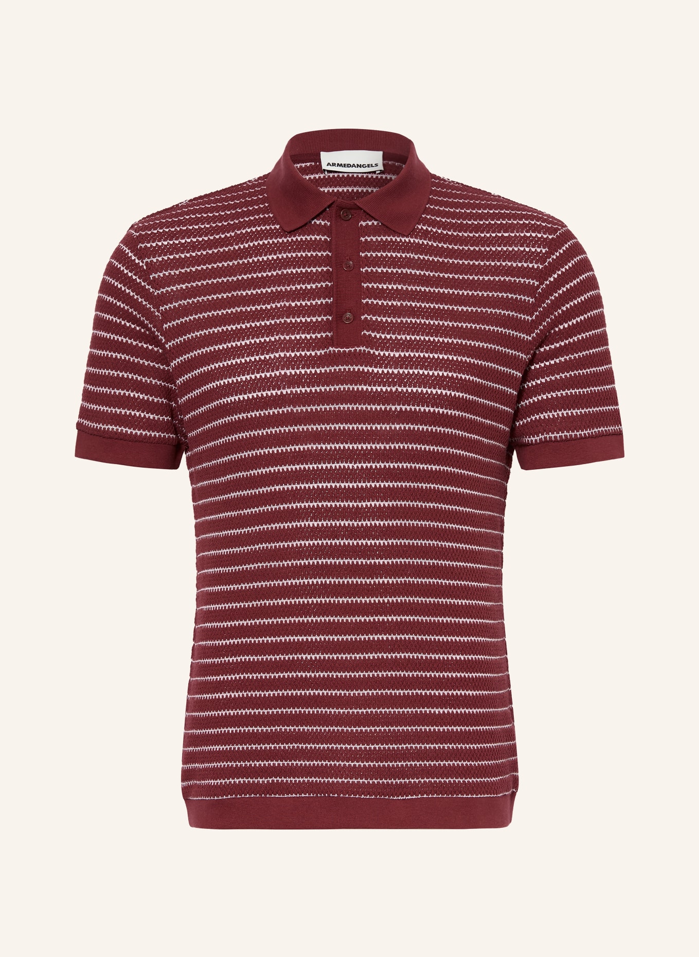 ARMEDANGELS Gebreid poloshirt MAARIO Regular Fit: DONKERROOD / LICHTPAARS
