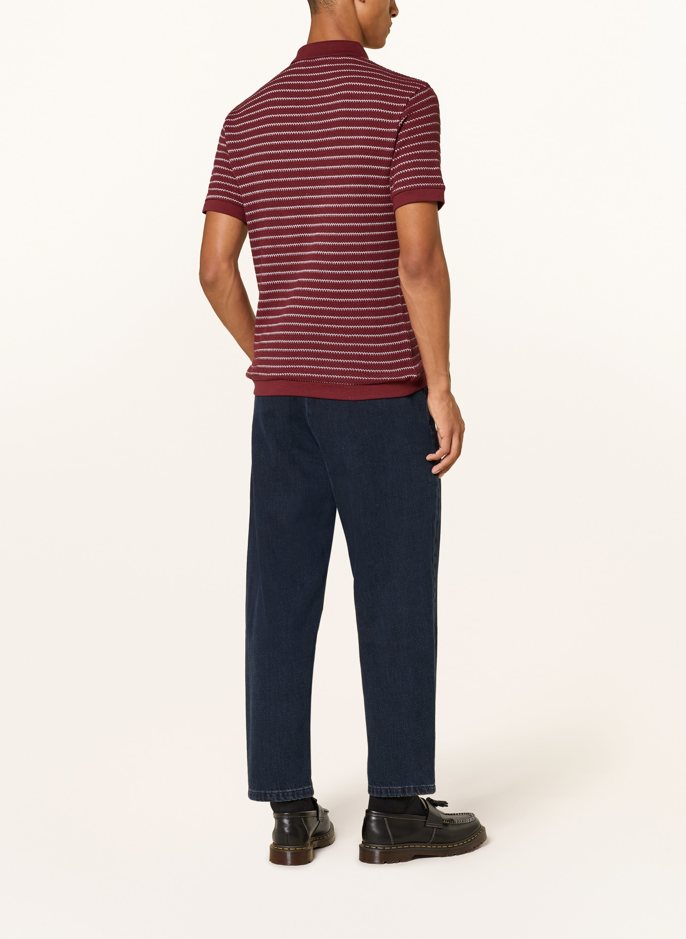 ARMEDANGELS Gebreid poloshirt MAARIO Regular Fit: DONKERROOD / LICHTPAARS