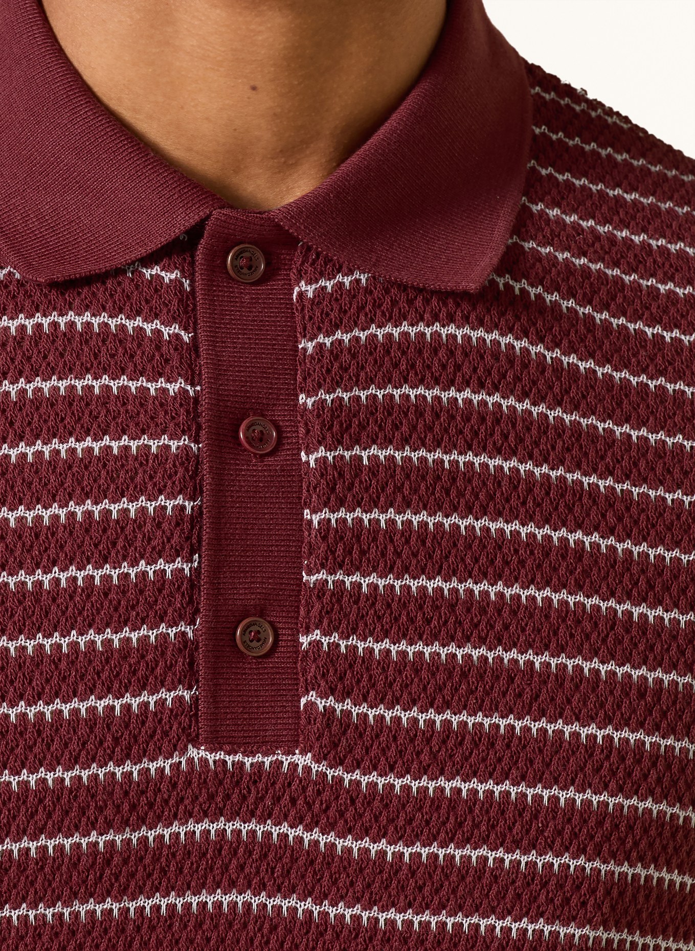 ARMEDANGELS Gebreid poloshirt MAARIO Regular Fit: DONKERROOD / LICHTPAARS