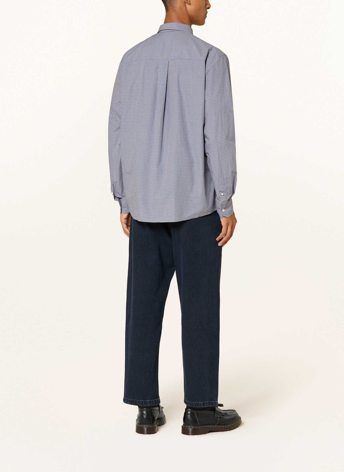 ARMEDANGELS Overhemd met relaxte pasvorm: BLAUW / DONKERROOD / WIT