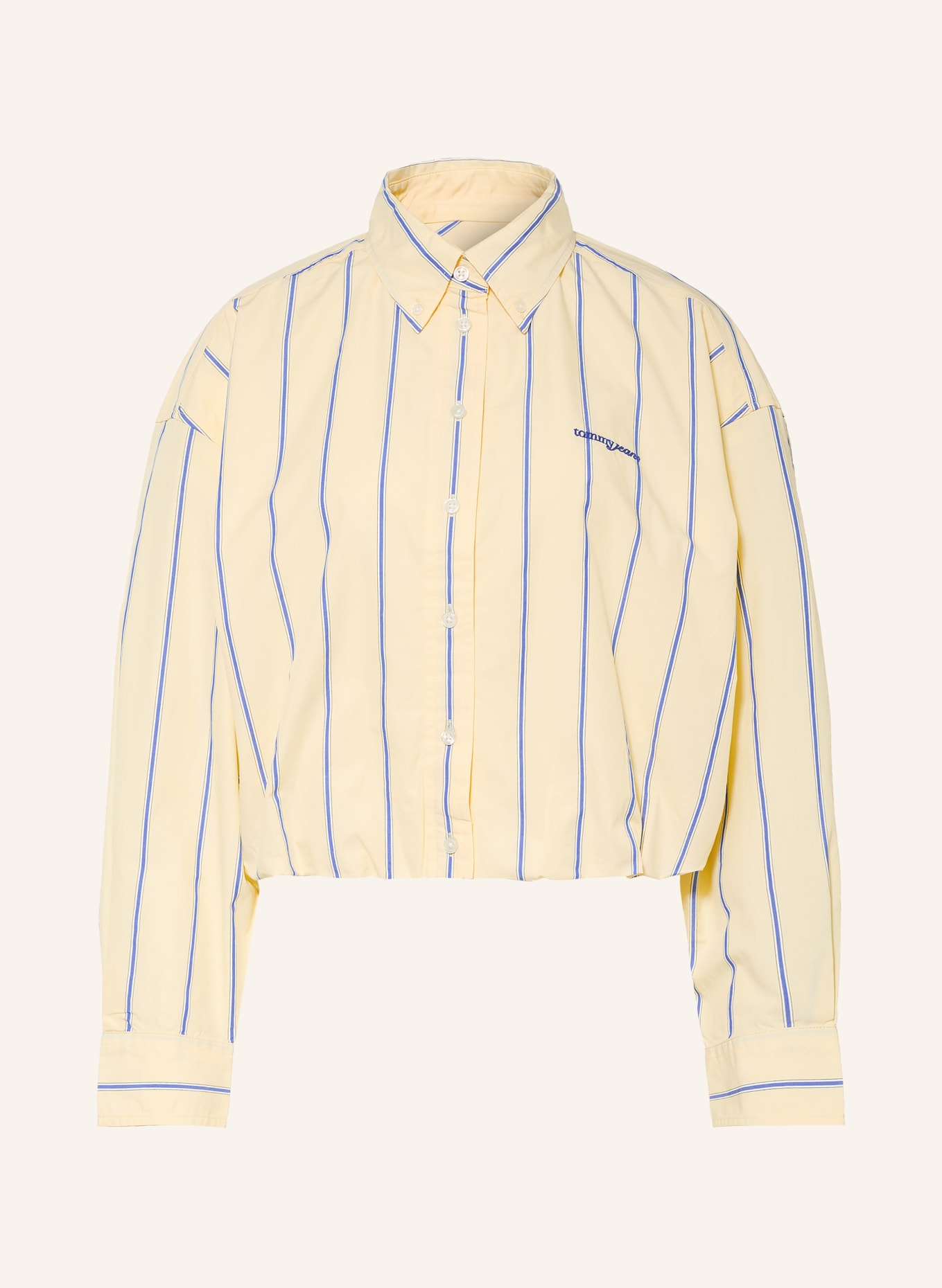 TOMMY JEANS Cropped Shirt Blouse: YELLOW / BLUE