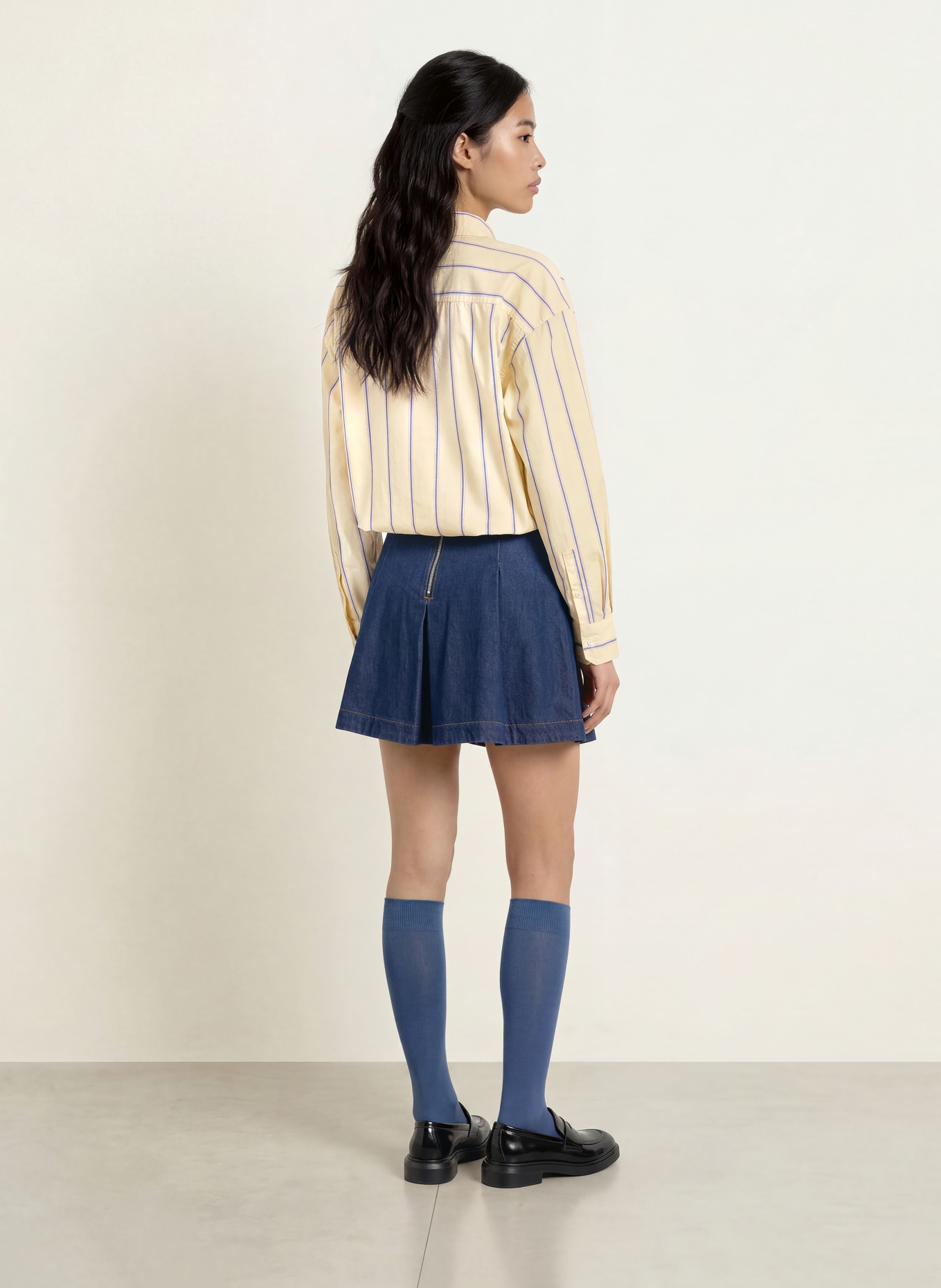 TOMMY JEANS Cropped Shirt Blouse: YELLOW / BLUE