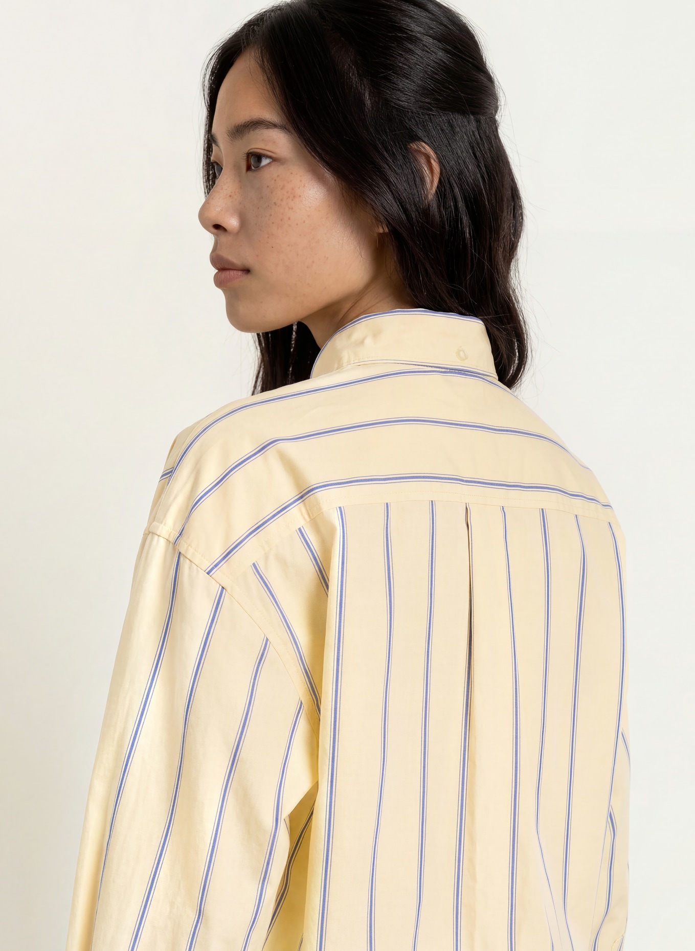 TOMMY JEANS Cropped Shirt Blouse: YELLOW / BLUE