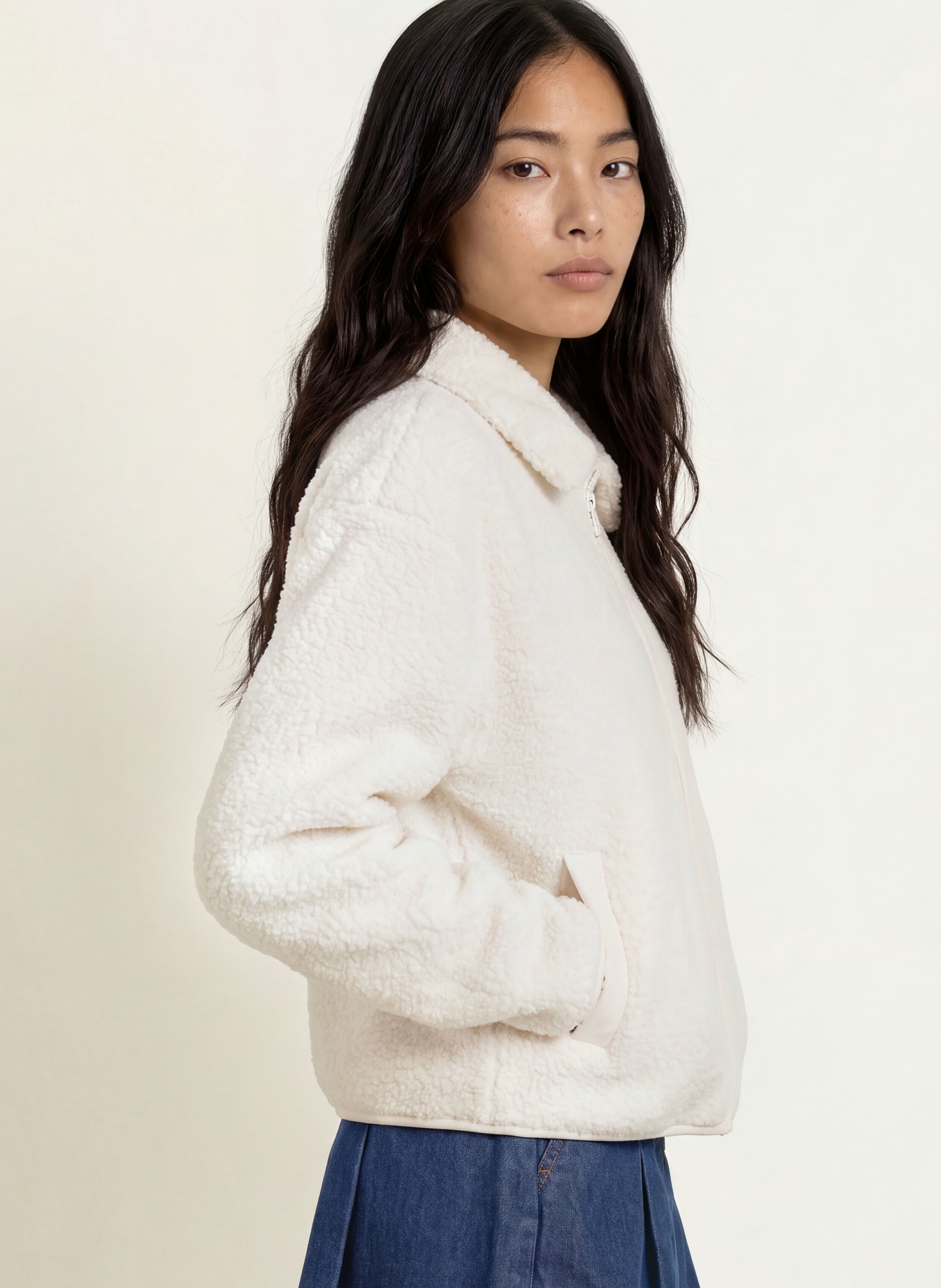 TOMMY JEANS Plush Jacket: ECRU