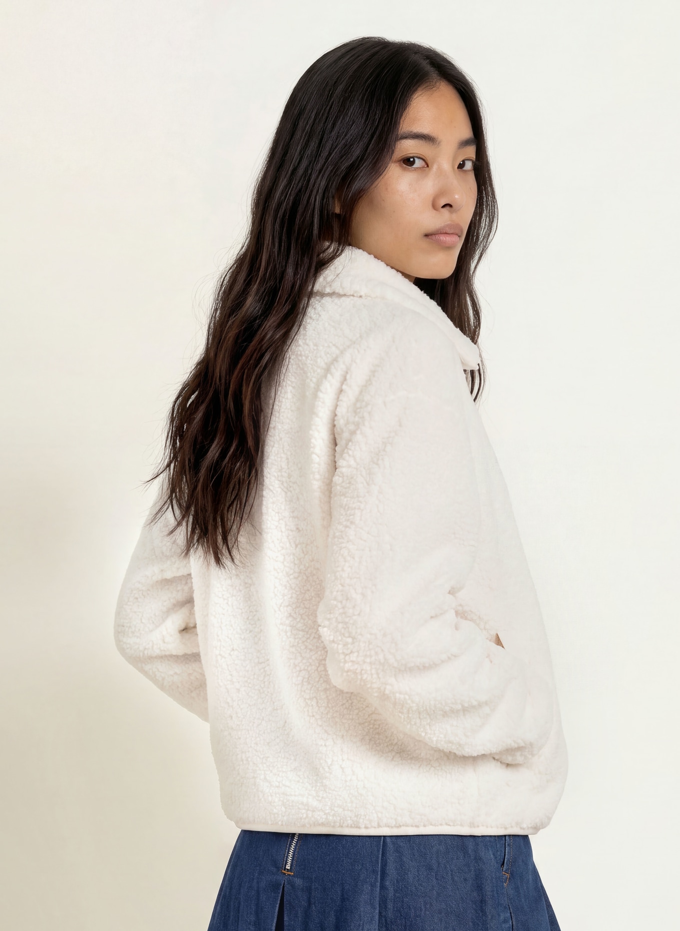 TOMMY JEANS Plush Jacket: ECRU