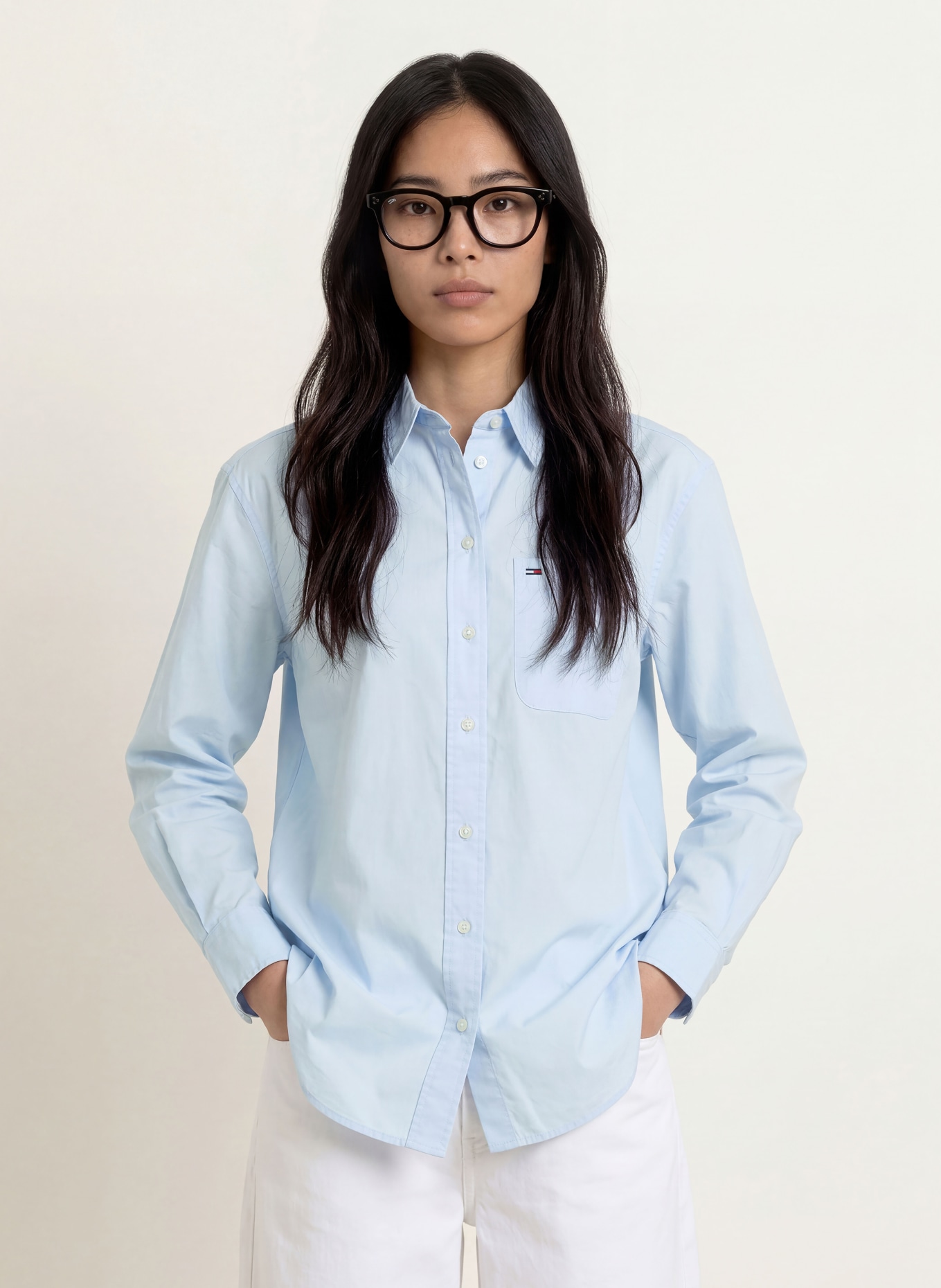 TOMMY JEANS Overhemdblouse: LICHTBLAUW