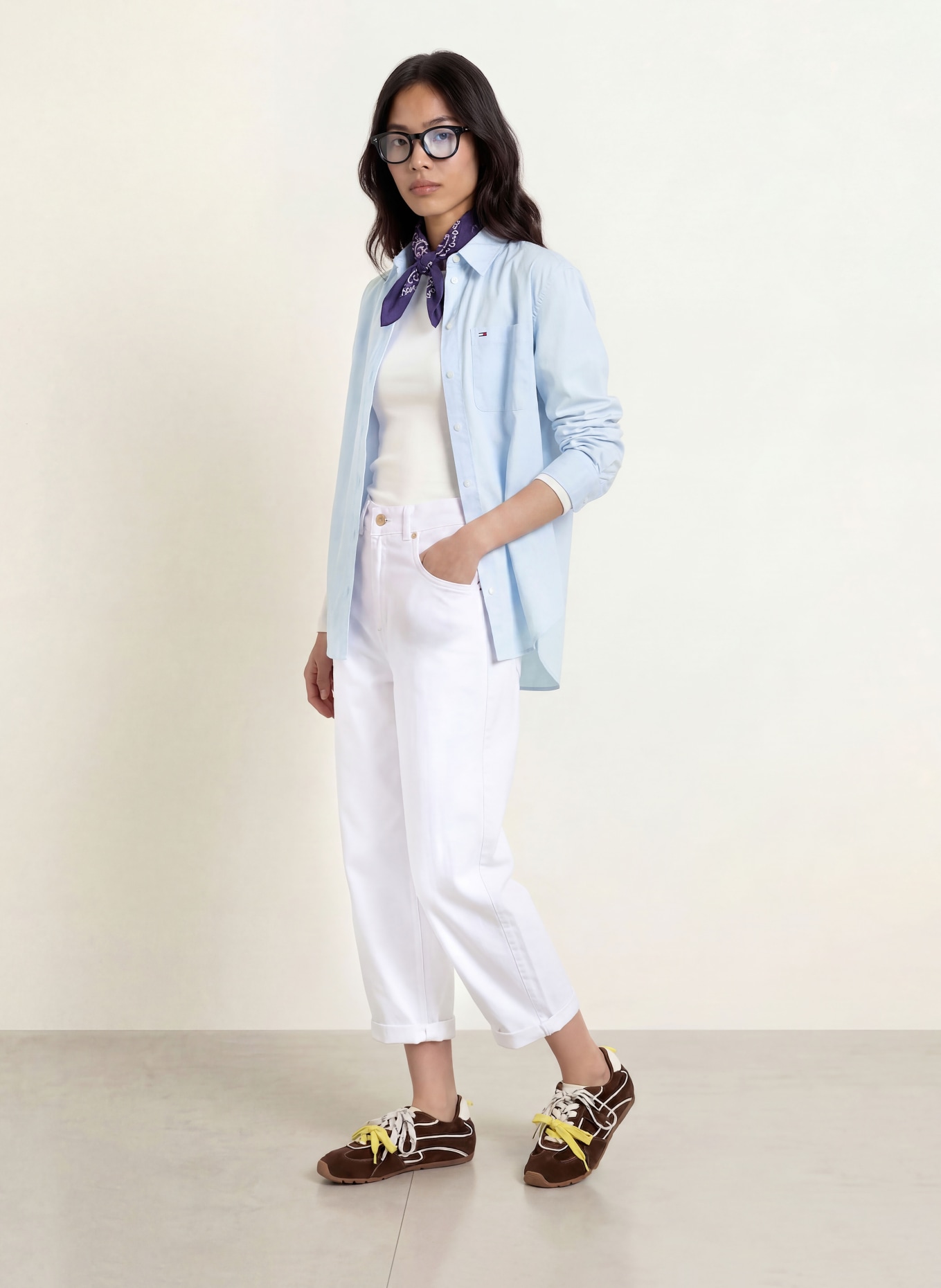 TOMMY JEANS Overhemdblouse: LICHTBLAUW