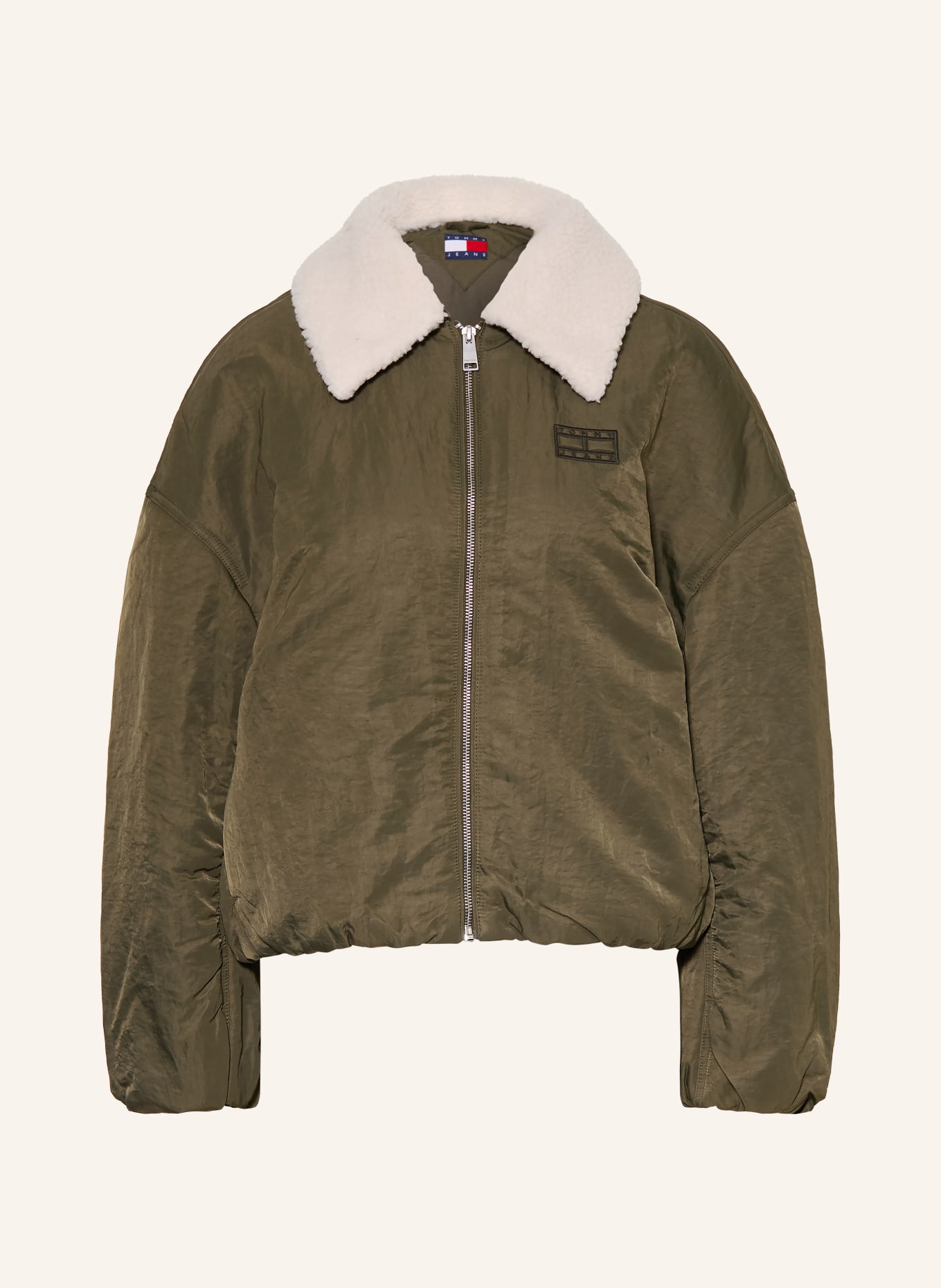 TOMMY JEANS Blouson met afneembare Kraag: GROEN / CRÈME
