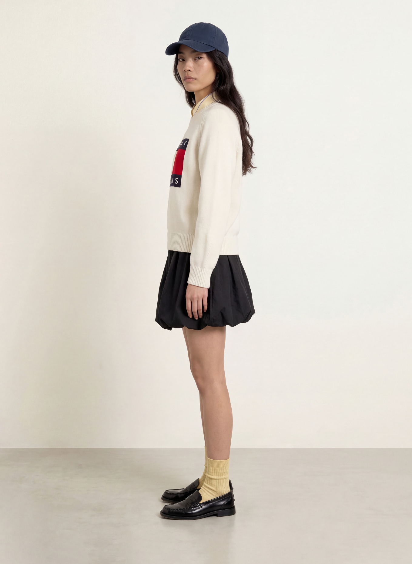 TOMMY JEANS Sweater: ECRU / RED / DARK BLUE