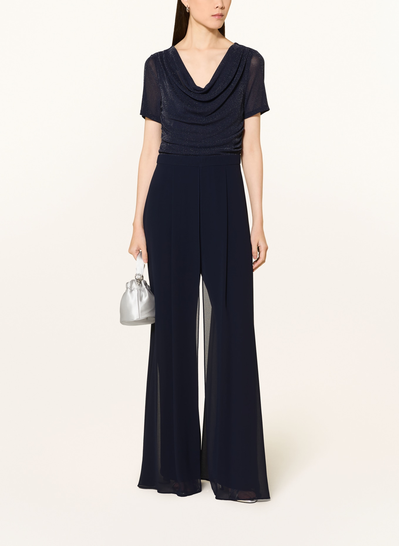 Vera Mont Jumpsuit im Materialmix mit Glitzegarn: DUNKELBLAU