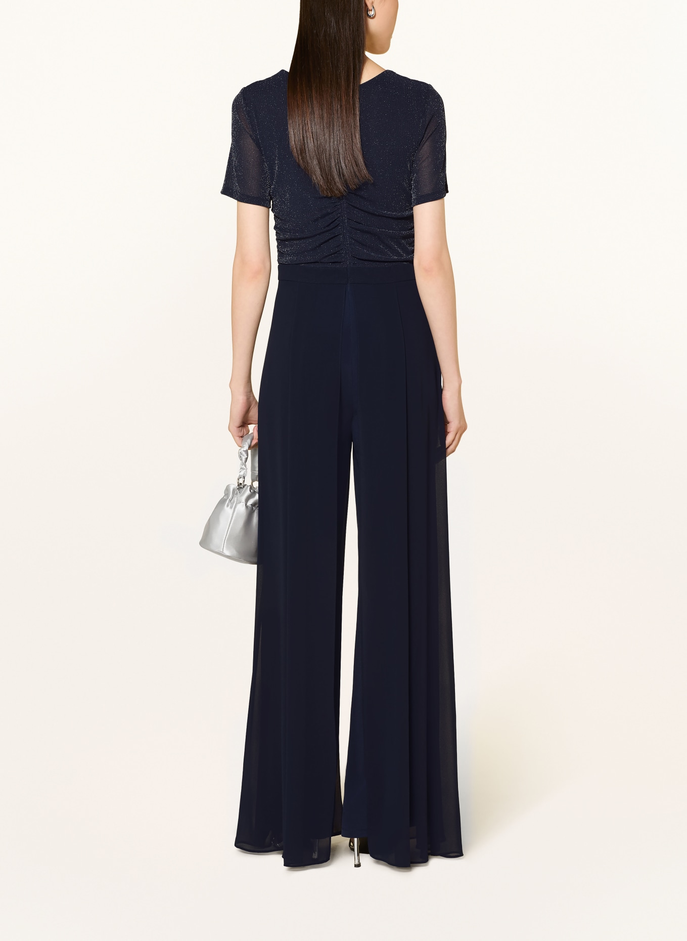 Vera Mont Jumpsuit im Materialmix mit Glitzegarn: DUNKELBLAU