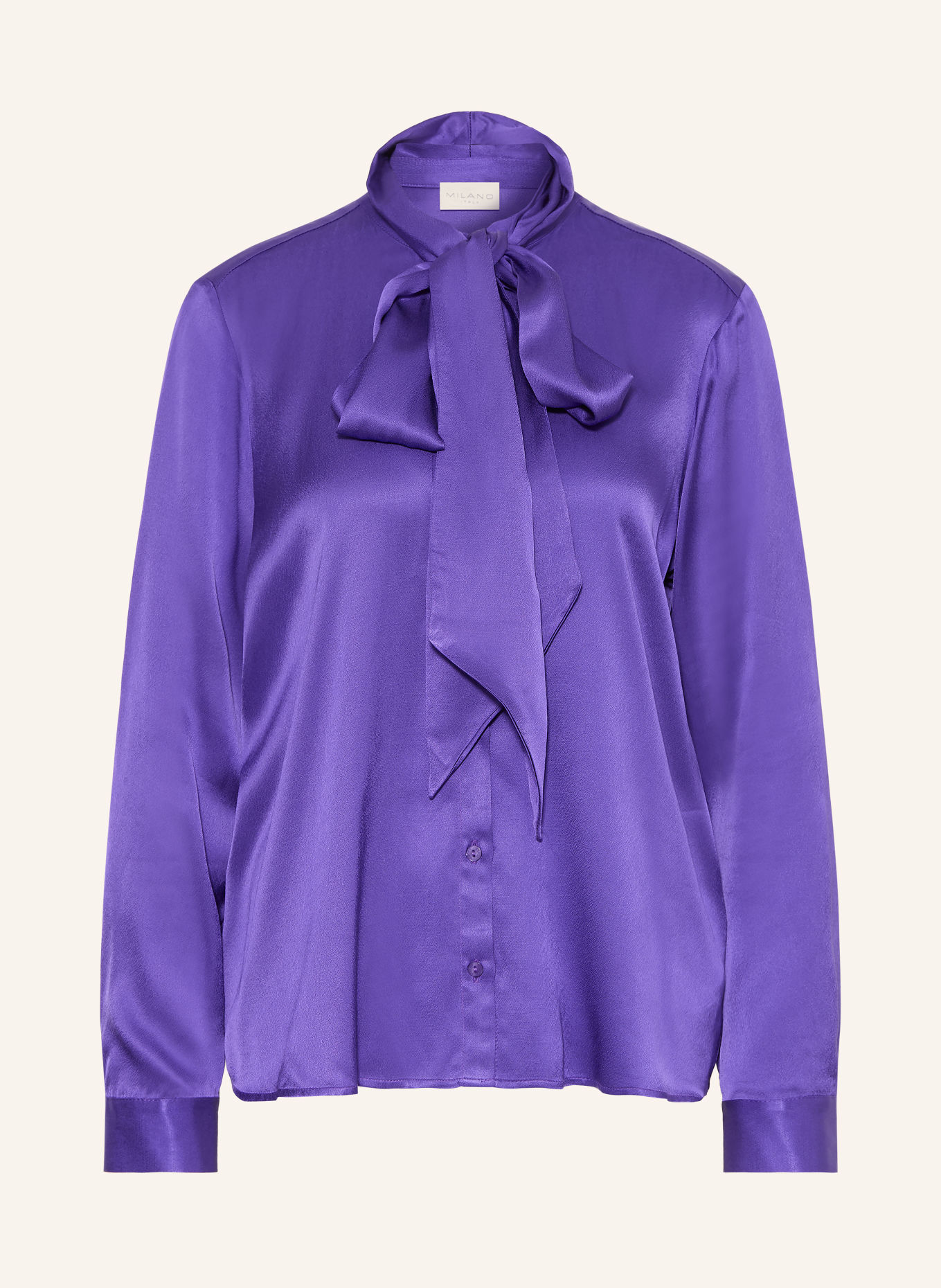 MILANO ITALY Satin blouse with detachable bow: PURPLE
