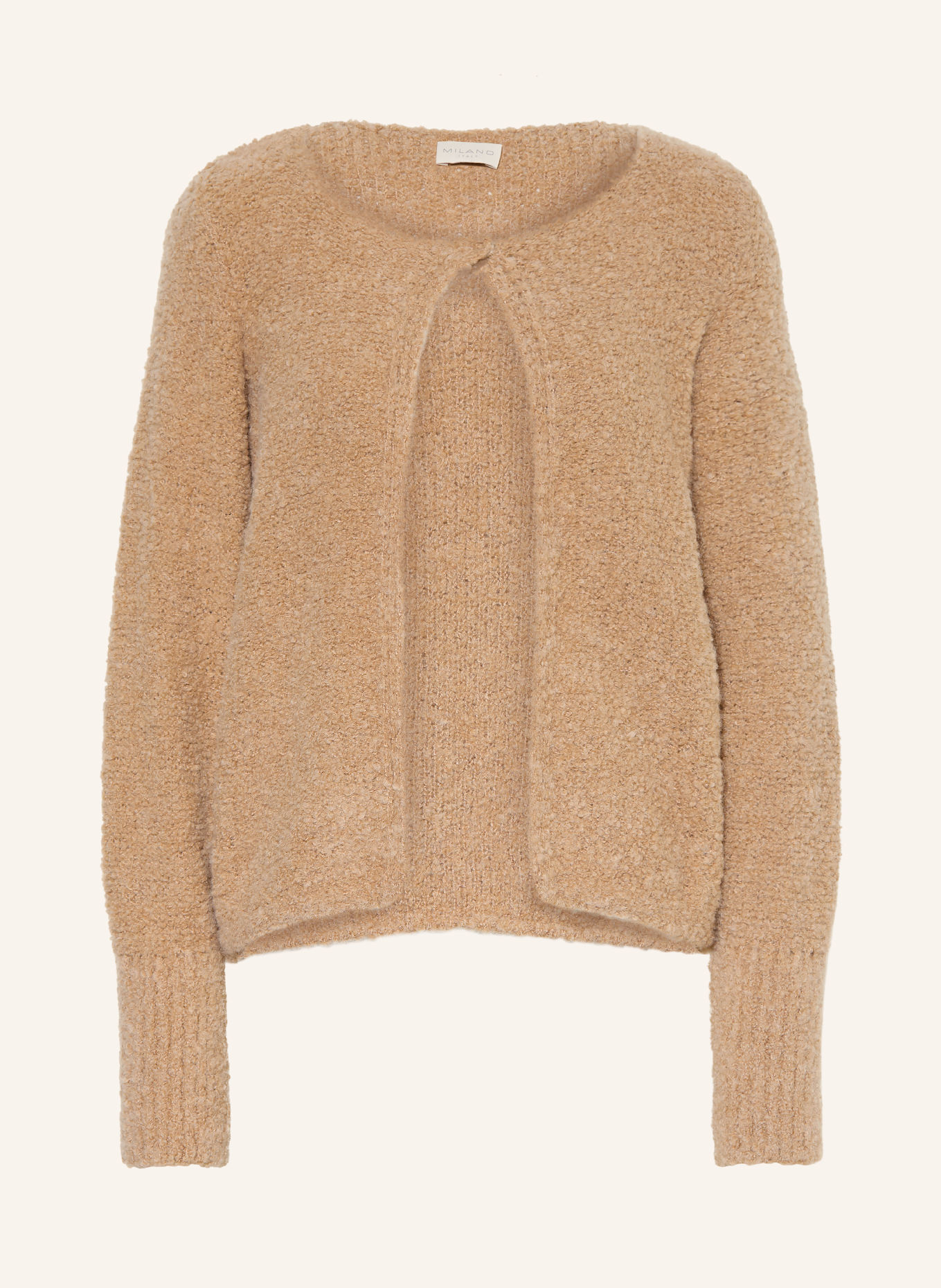 MILANO ITALY Bouclé-gebreid openvallend vest: BEIGE