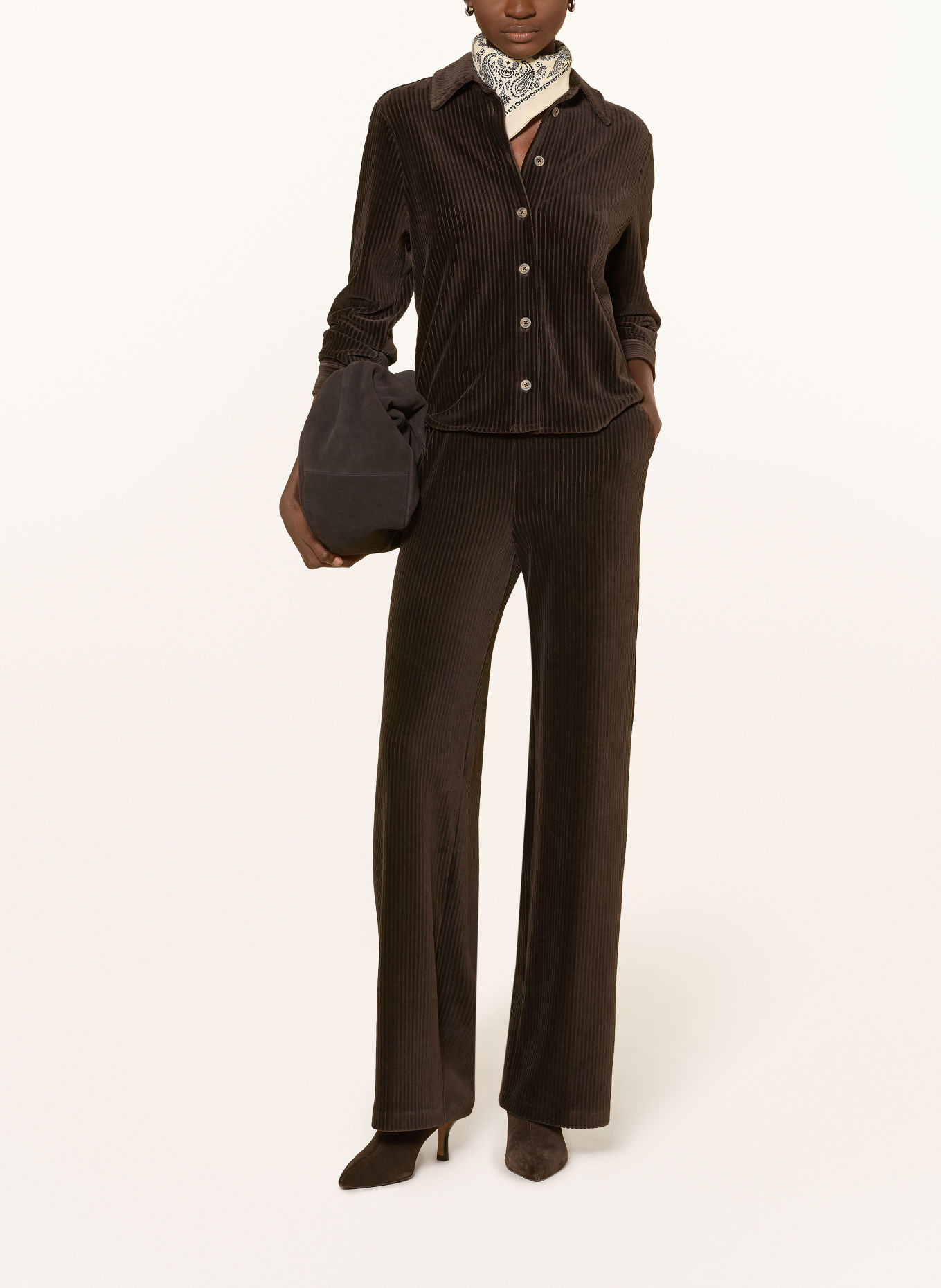 MILANO ITALY Marlene-broek van corduroy: MARRON FONCÉ