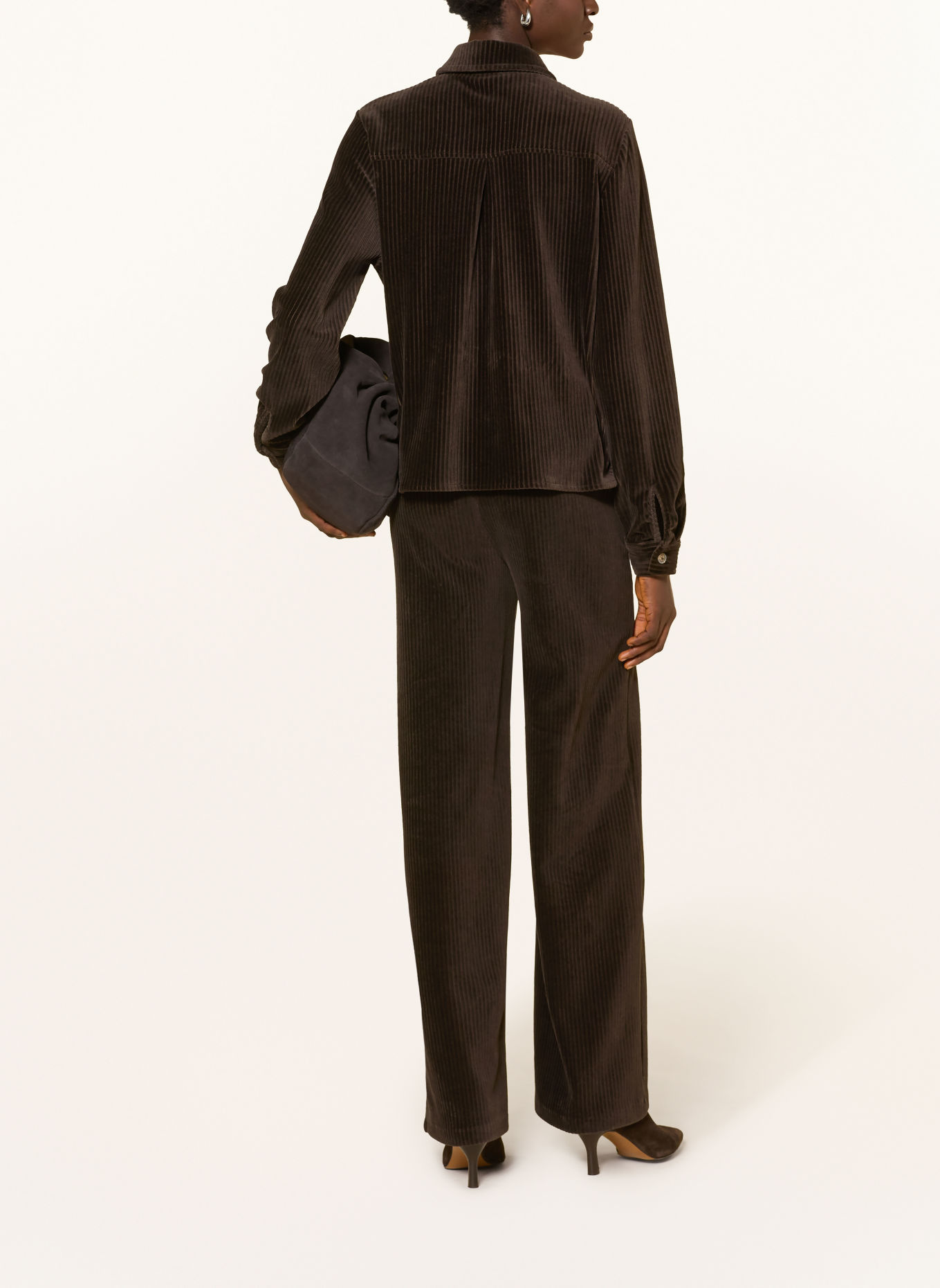 MILANO ITALY Marlene-broek van corduroy: MARRON FONCÉ