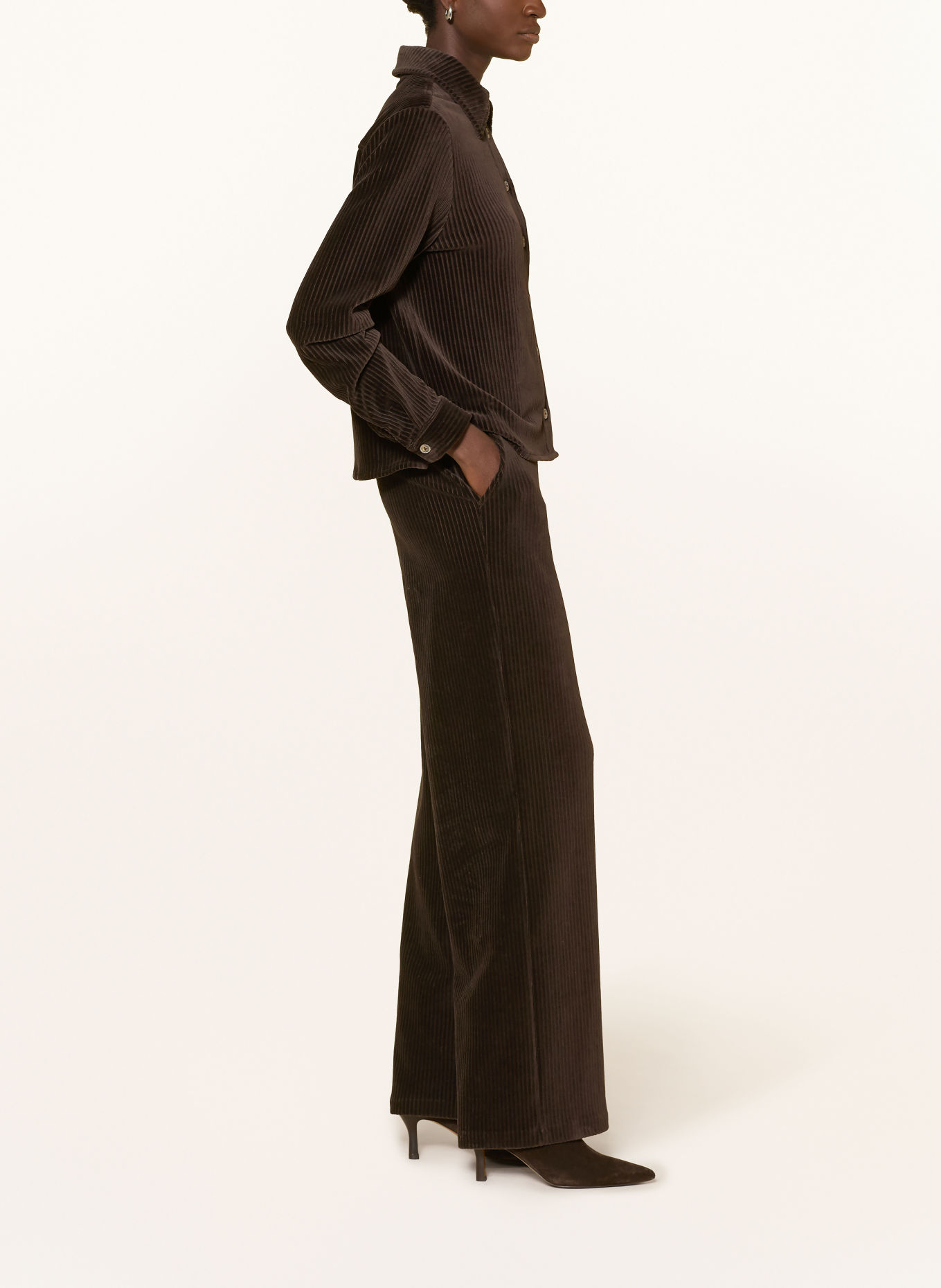 MILANO ITALY Marlene-broek van corduroy: MARRON FONCÉ