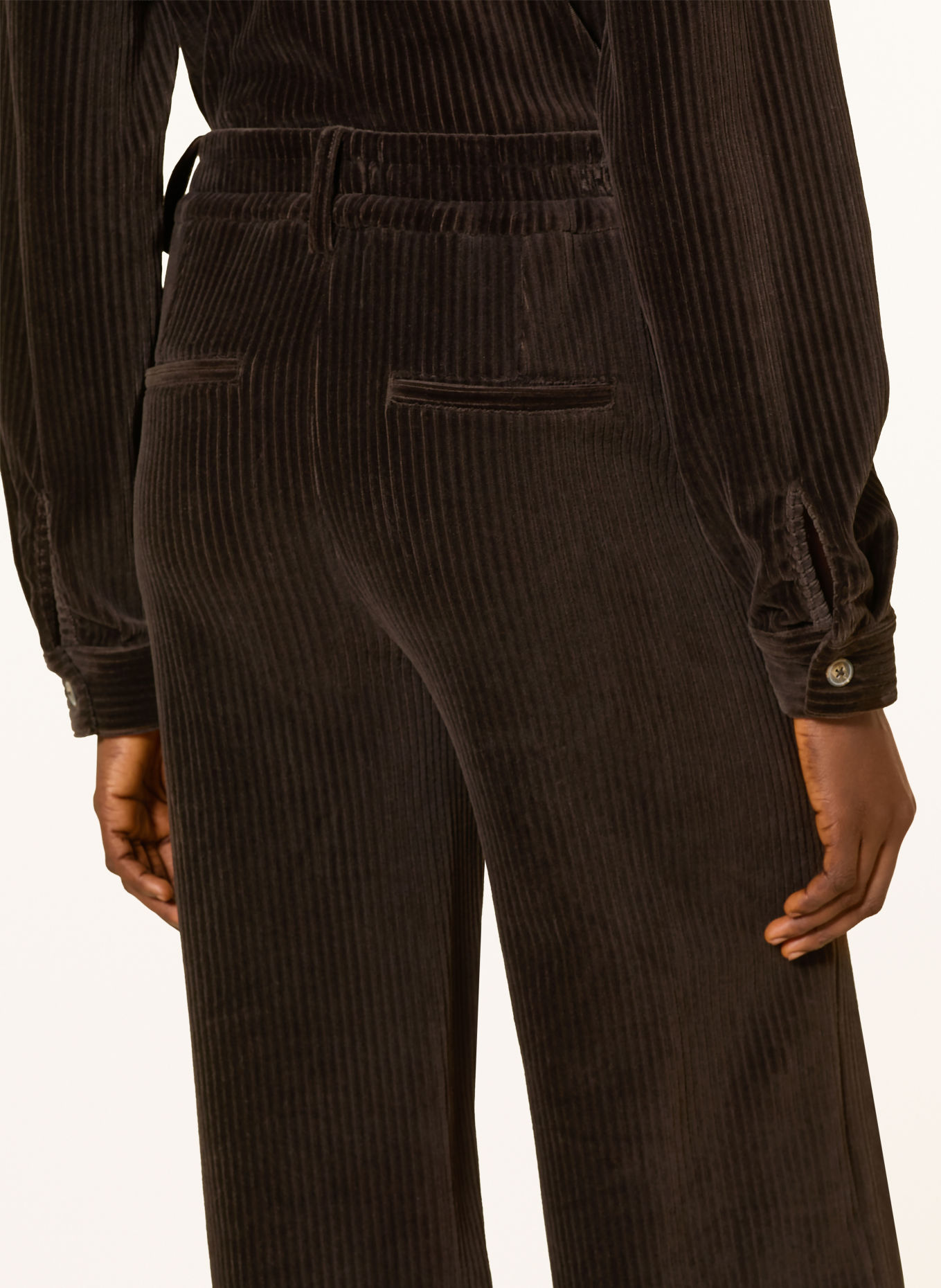 MILANO ITALY Marlene-broek van corduroy: MARRON FONCÉ