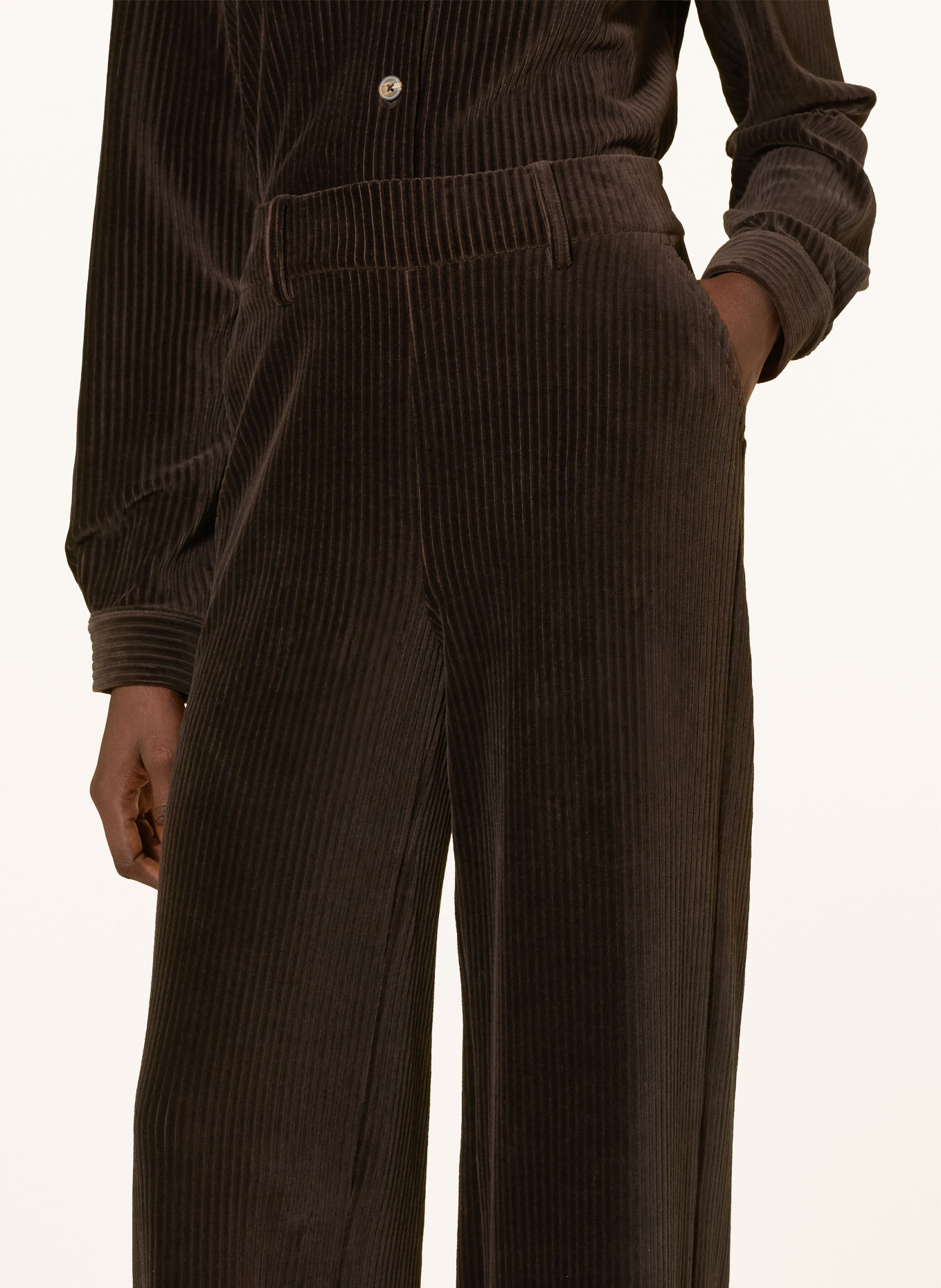 MILANO ITALY Marlene-broek van corduroy: MARRON FONCÉ