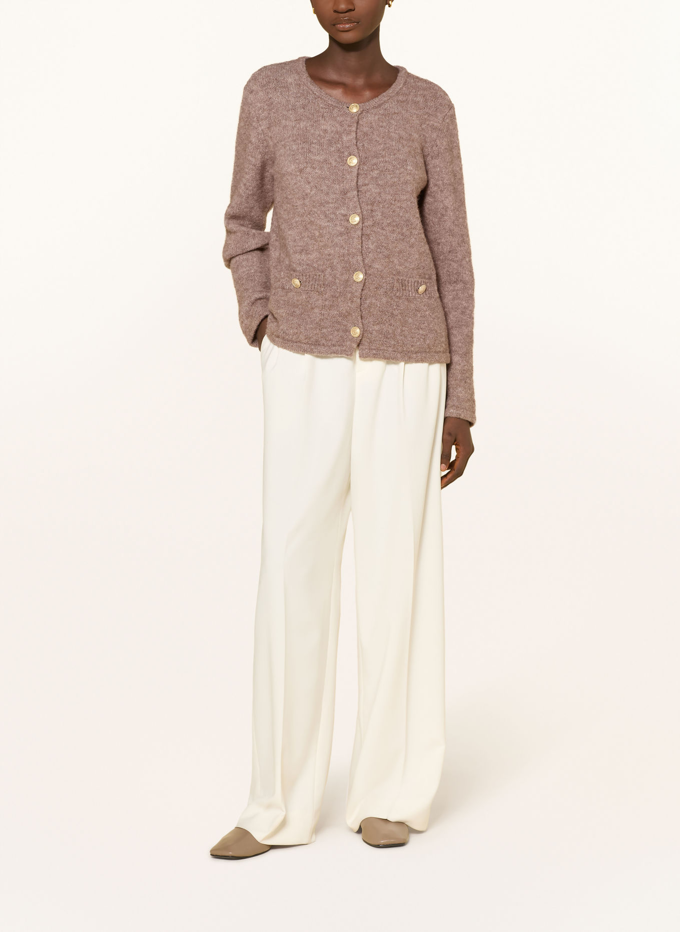 MILANO ITALY Strikjakke med alpaka: BEIGE