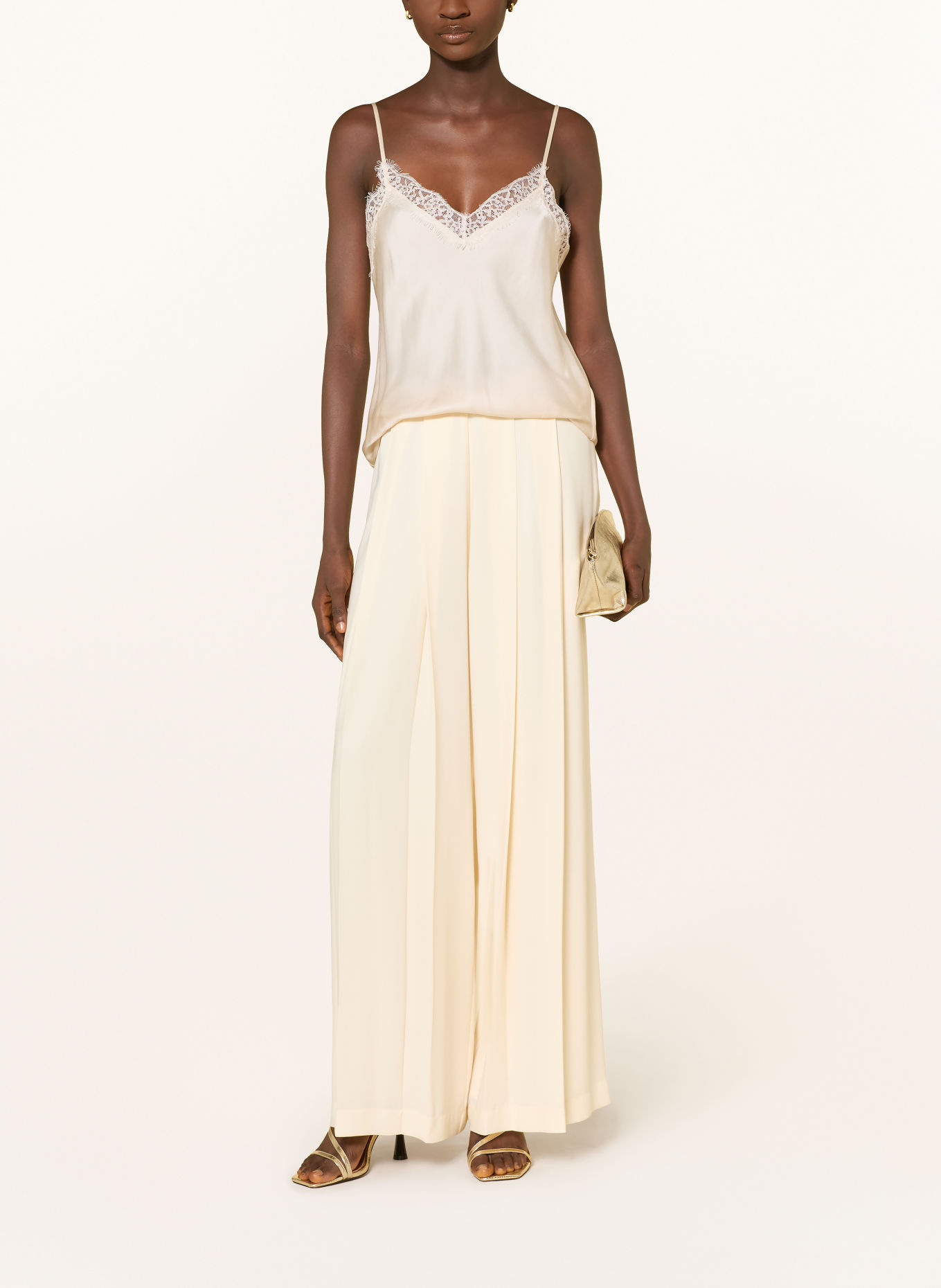 MILANO ITALY Satin top with lace: ECRU